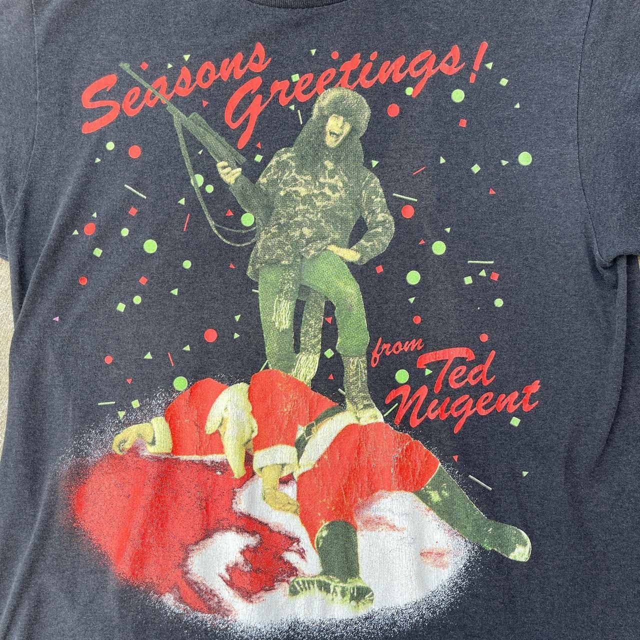Vintage Vintage 1990 Ted nugent seasons greetings whiplash bash tee Size US M / EU 48-50 / 2 - 2 Thumbnail