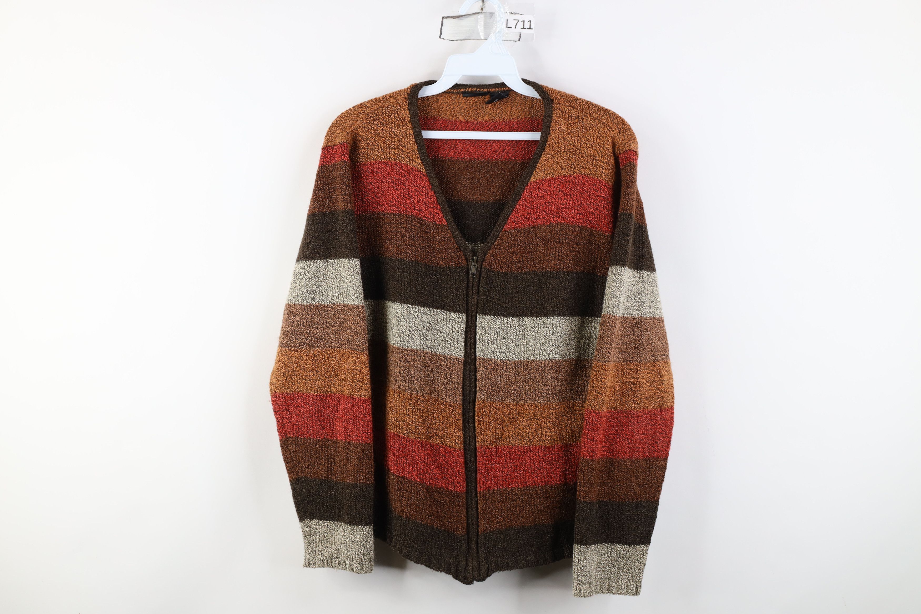 Vintage Vintage 90s Y2K Babydoll Block Knit Zip Cardigan Sweater Size M / US 6-8 / IT 42-44 - 1 Thumbnail