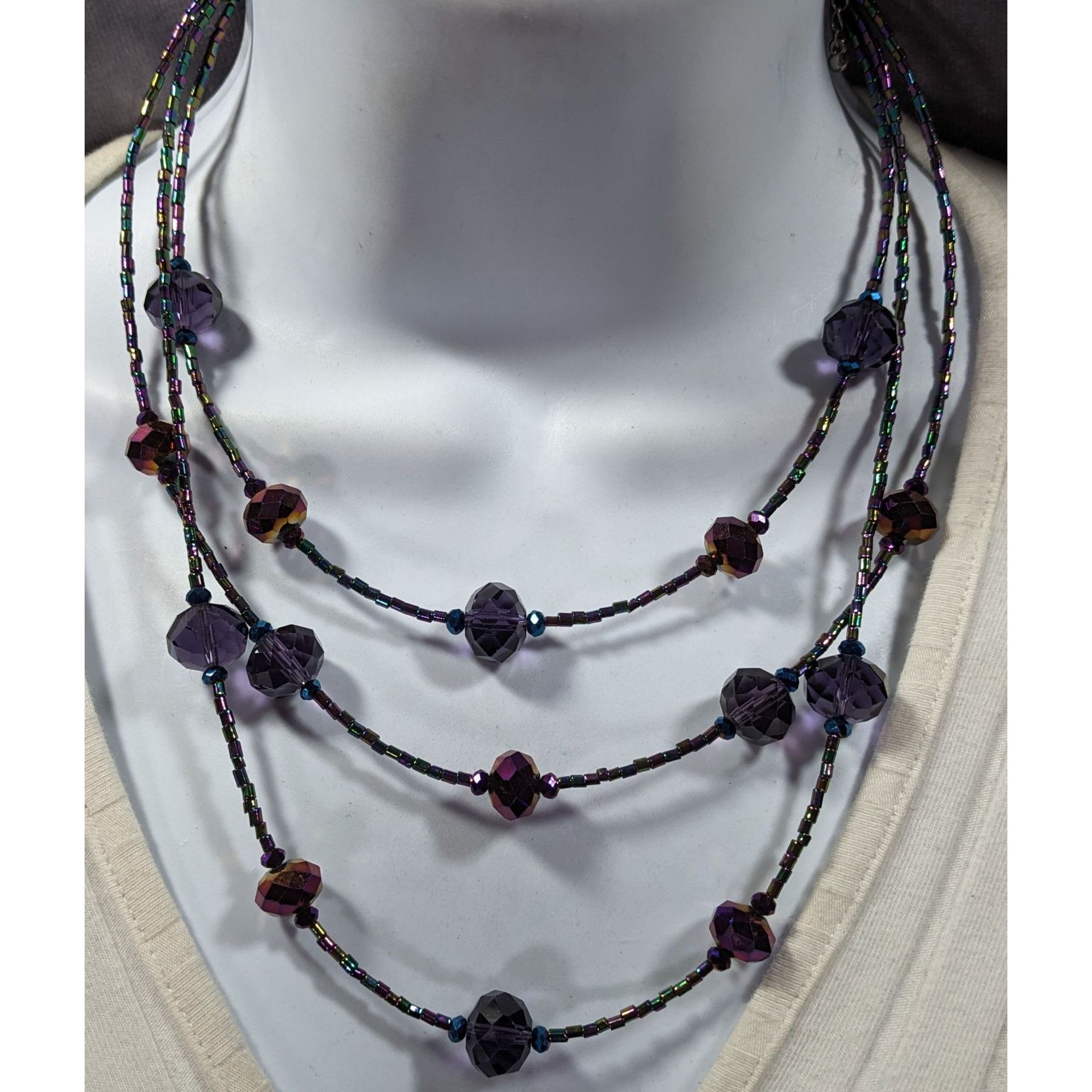 Other Whimsical Oil Slick Blue And Purple Glass Beaded Multilayer Size ONE SIZE - 2 Thumbnail