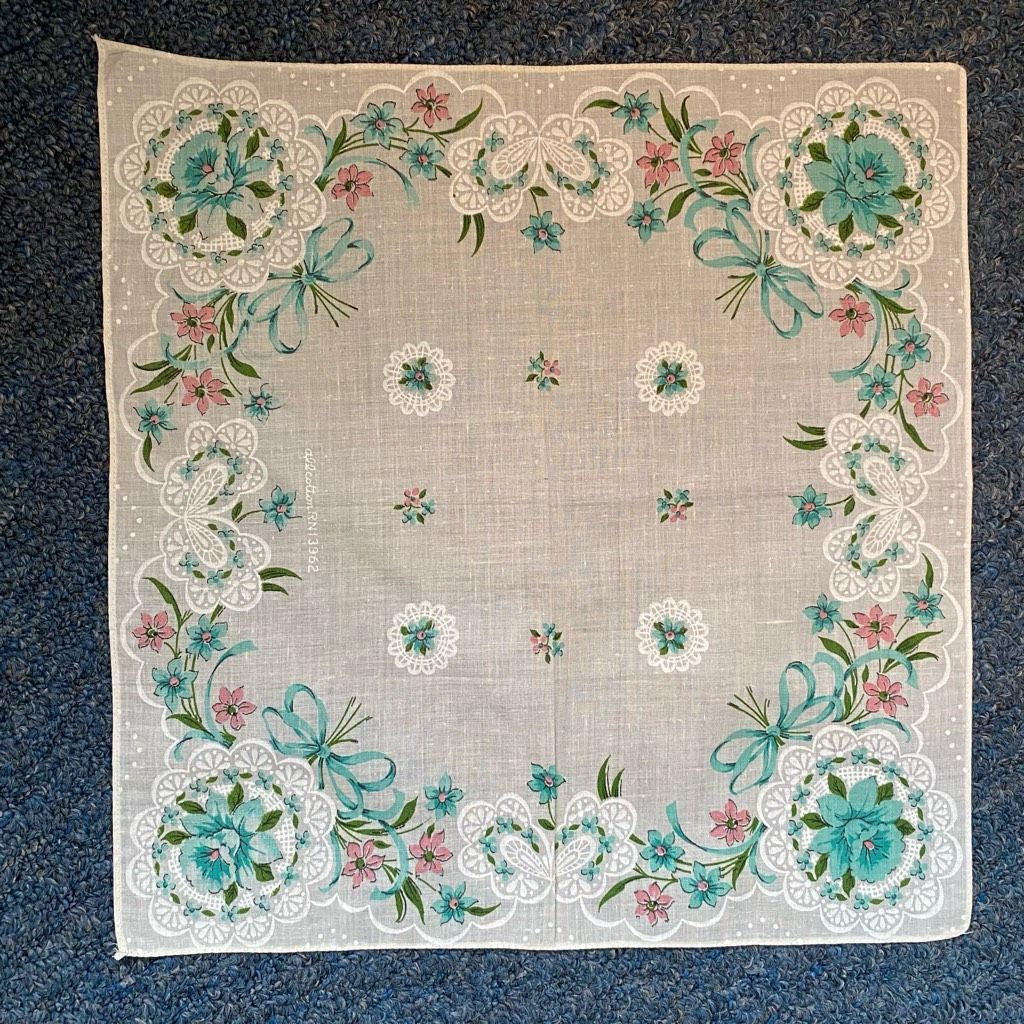 Other All Cotton vintage floral print handkerchief 12.5”x12” Size ONE SIZE - 1 Thumbnail