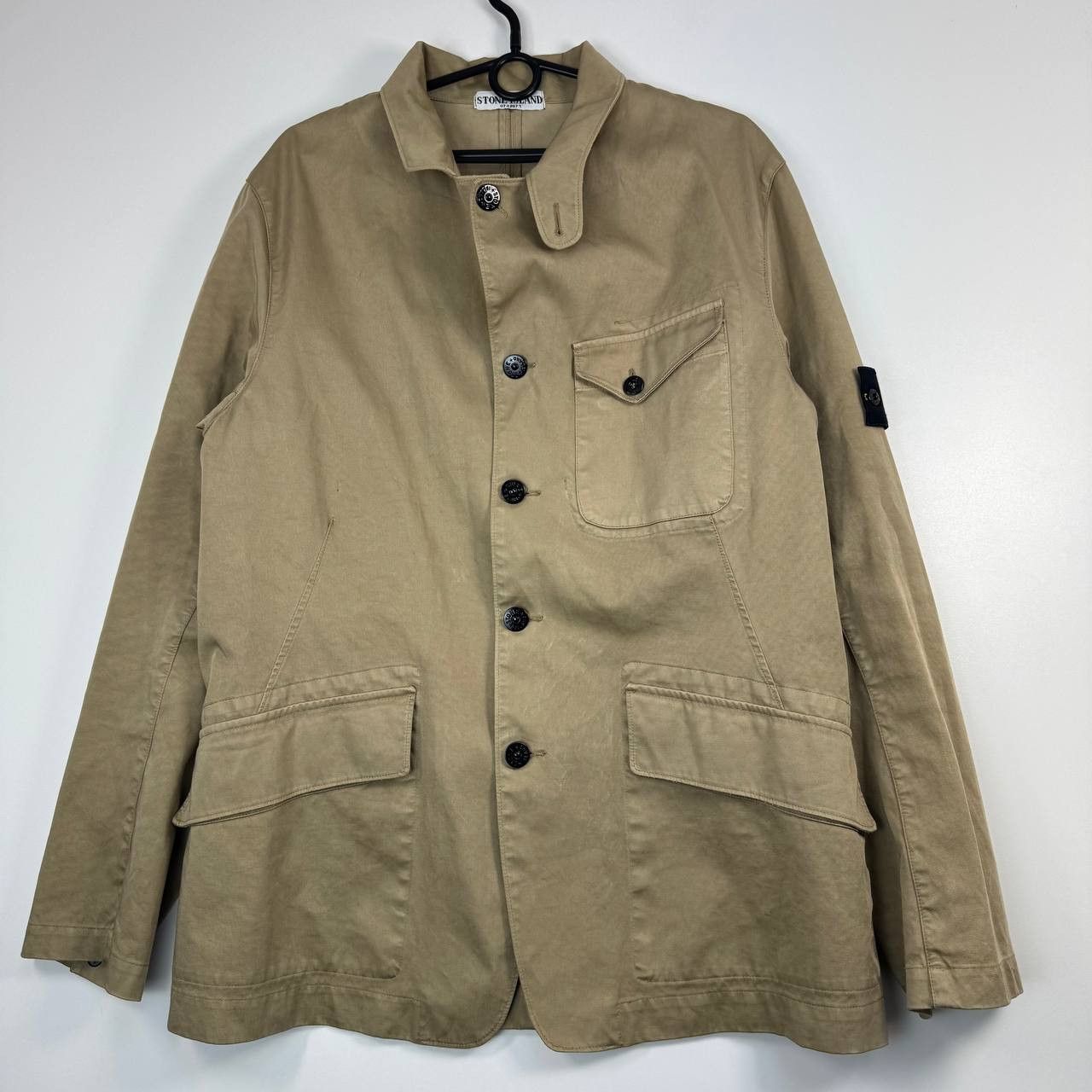 Stone Island Stone Island Beige Cotton Field Jacket Overshirt Mens Size L Size US L / EU 52-54 / 3 - 1 Thumbnail