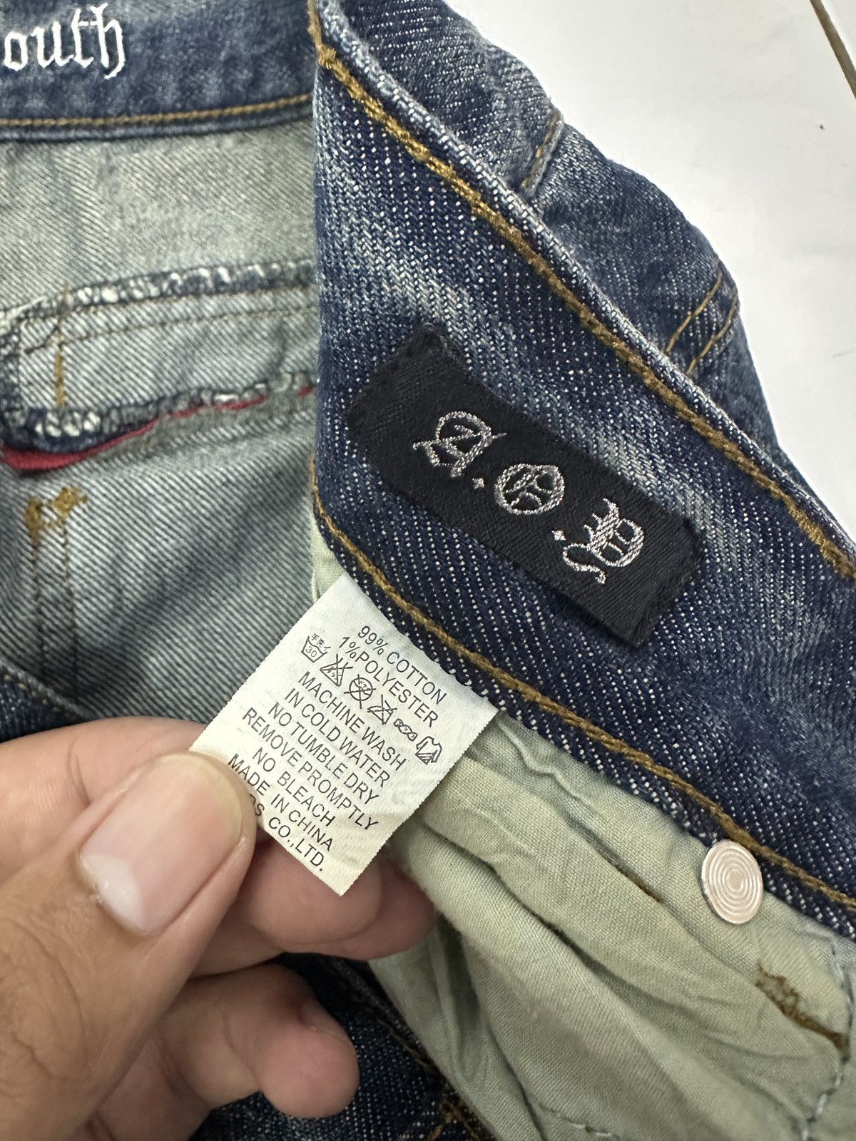 Beauty Beast × Japanese Brand A.O.Y ABERRATIONS OF YOUTH Big Cross Zipped Jeans Size US 34 / EU 50 - 9 Thumbnail