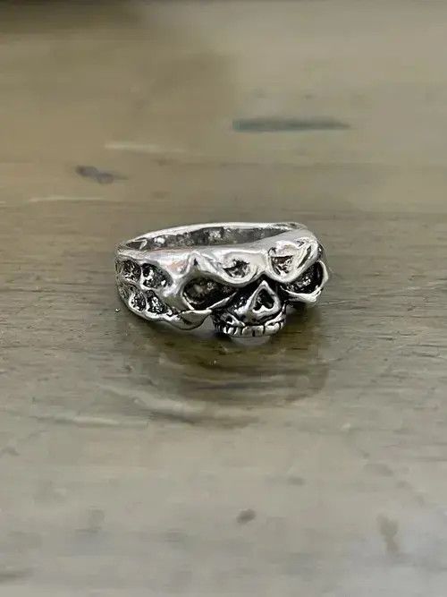 Ring Of Fire Stainless Skull Punk Ring Size ONE SIZE - 4 Thumbnail
