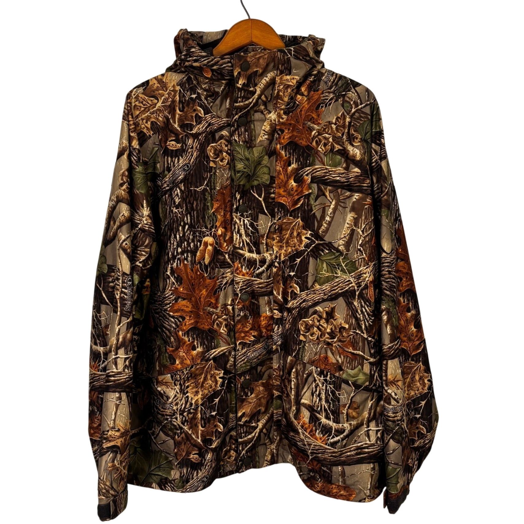 Vintage Cabela's Jacket XL Brown Seclusion 3D Camouflage Hunting Hooded Outdoor Windbreaker Zip Pockets Full Zip Casual Mens Size US XL / EU 56 / 4 - 2 Thumbnail