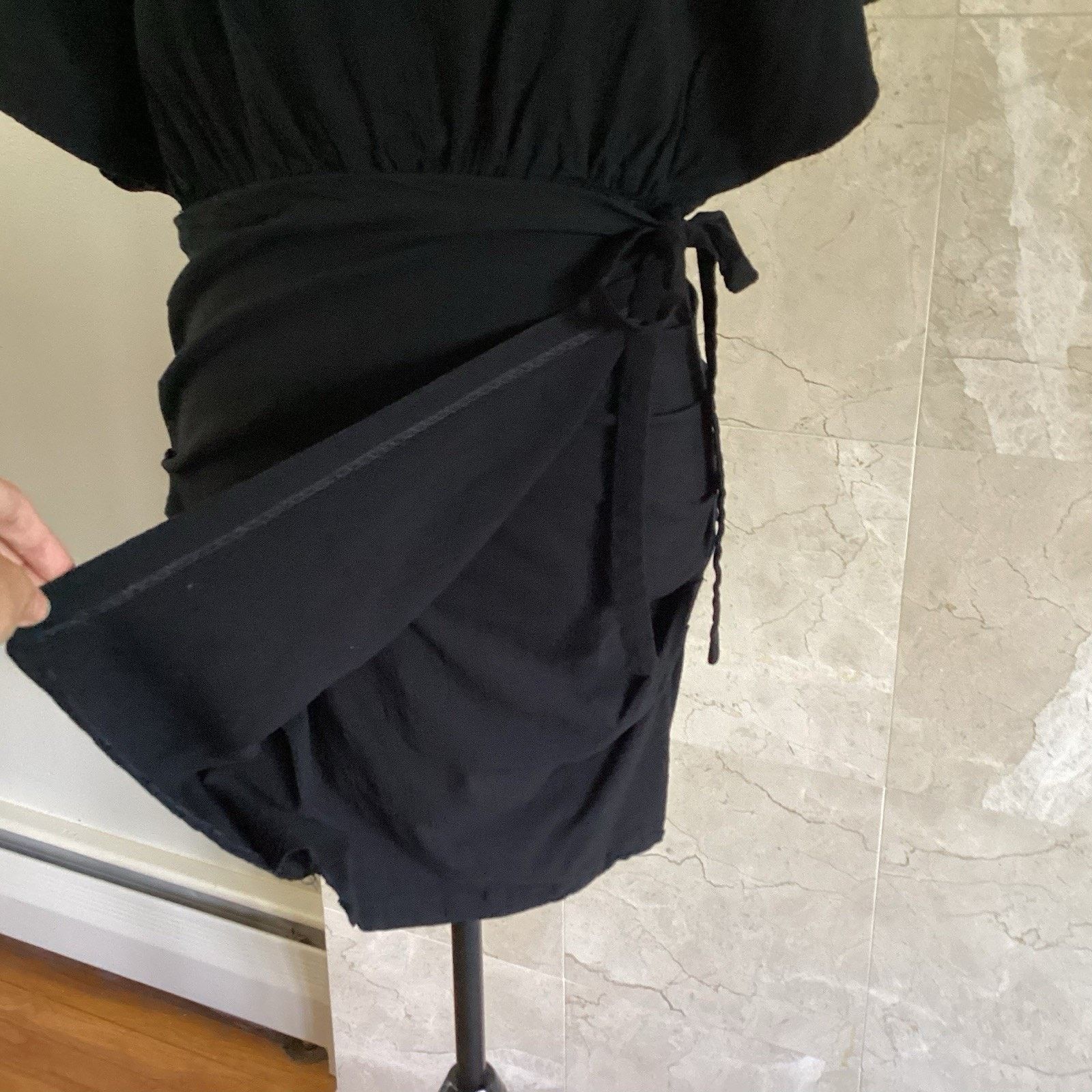 Free People Free People Black Body Con Wrap Mini Dress, Med Draped Party Size M / US 6-8 / IT 42-44 - 9 Thumbnail