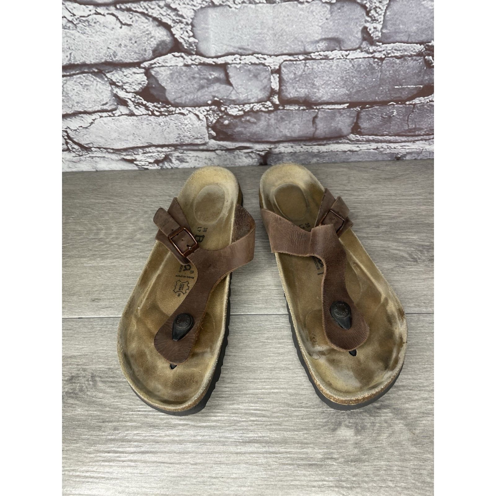 Birkenstock Betula Birkenstock Gizeh Brown Leather Cork Thong Sandals Wo Size US 8 / IT 38 - 13 Thumbnail