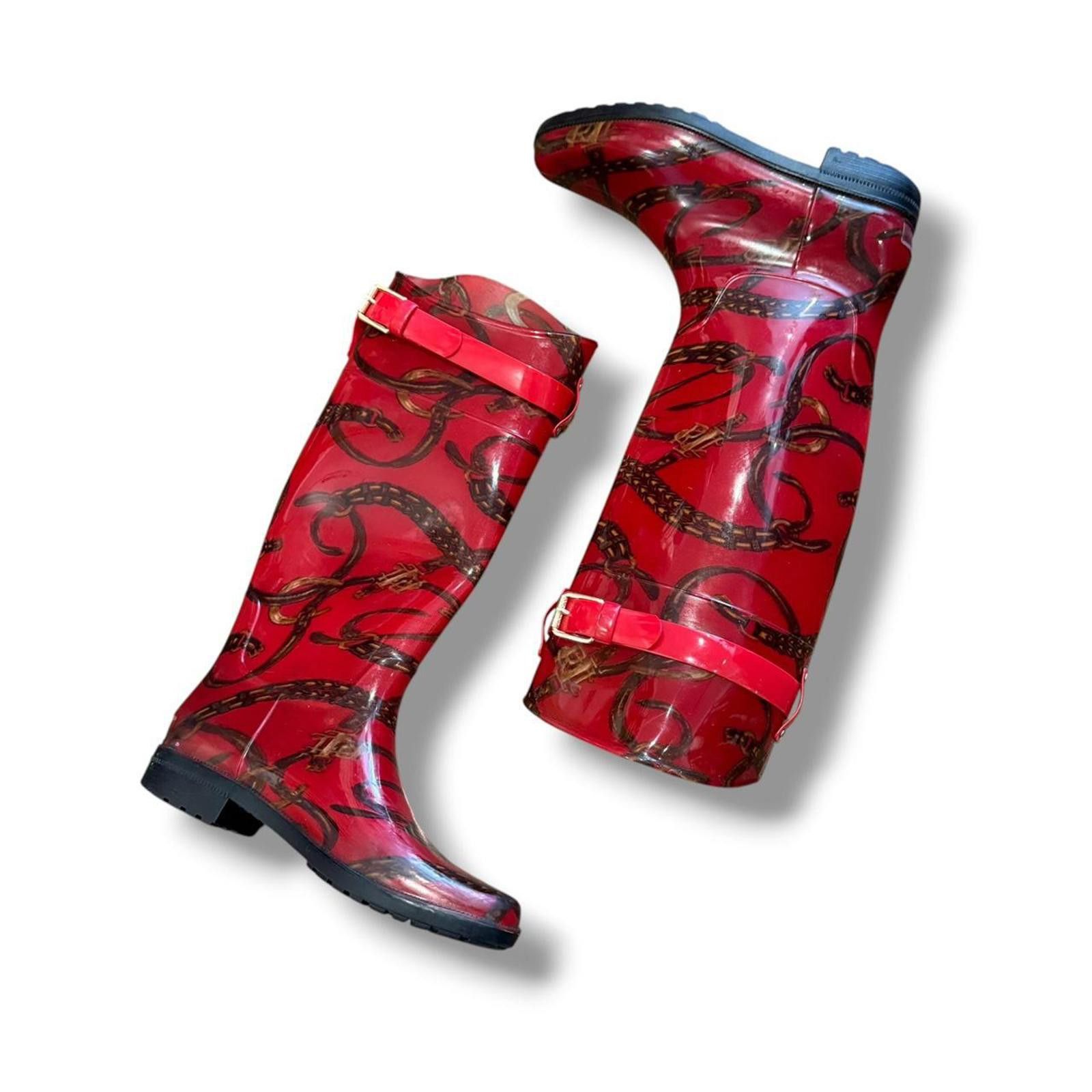 Lauren Ralph Lauren Horseshoe Belt Red Ralph Lauren Rain Boots Size US 8 / IT 38 - 1 Thumbnail