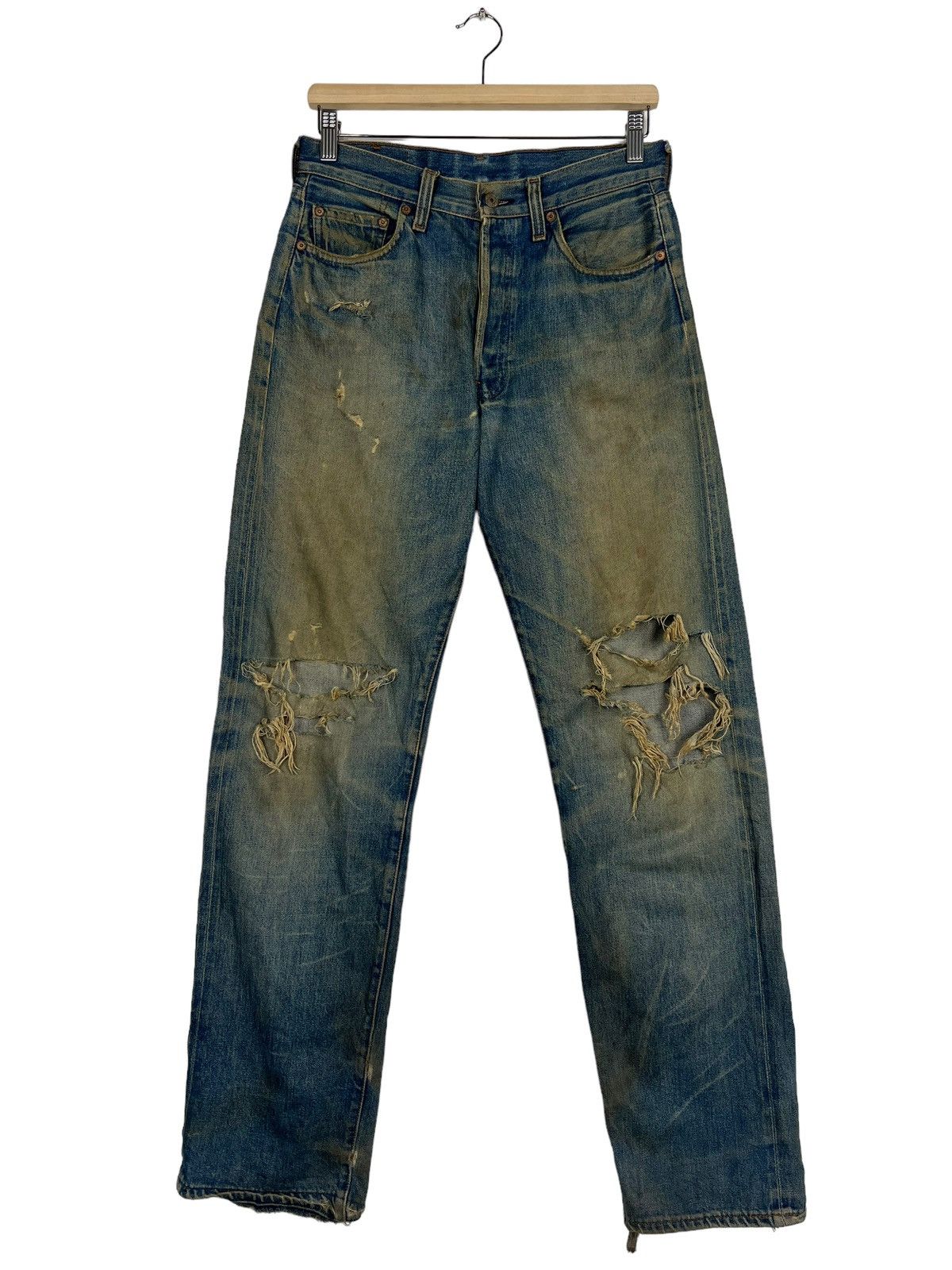Levi's × Levi's Vintage Clothing × Vintage 🔥 90s VINTAGE LEVIS BIG E RED LINE DYED DISTRESS DENIM Size US 30 / EU 46 - 1 Thumbnail