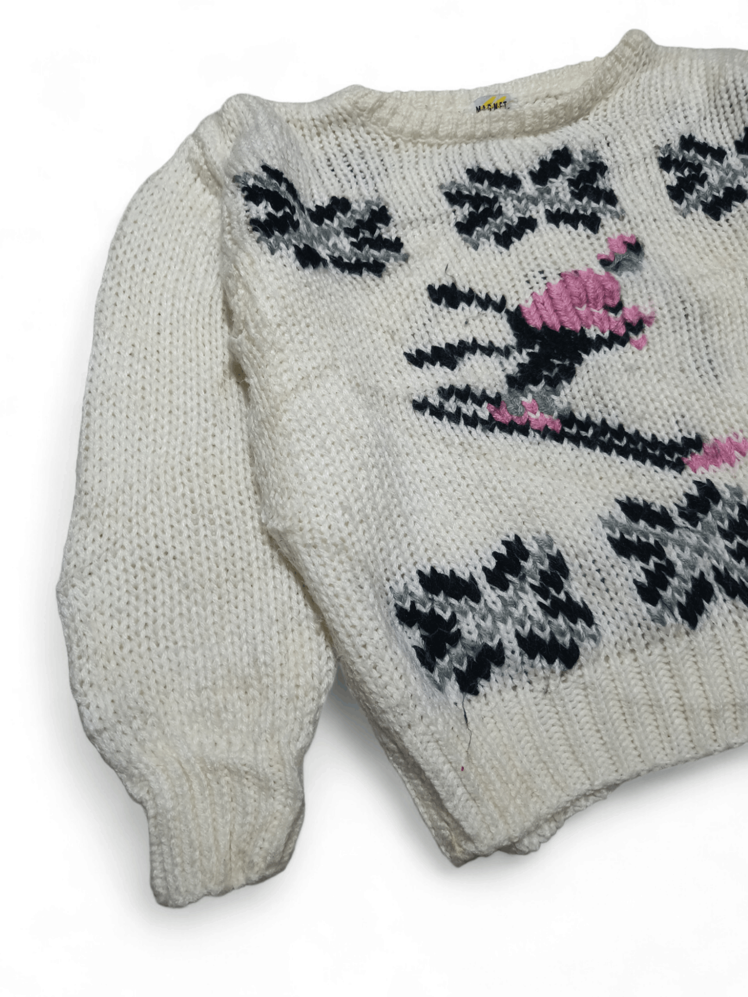 Vintage MAGNET Women's Ski Embroidered Motifs Knit Sweater