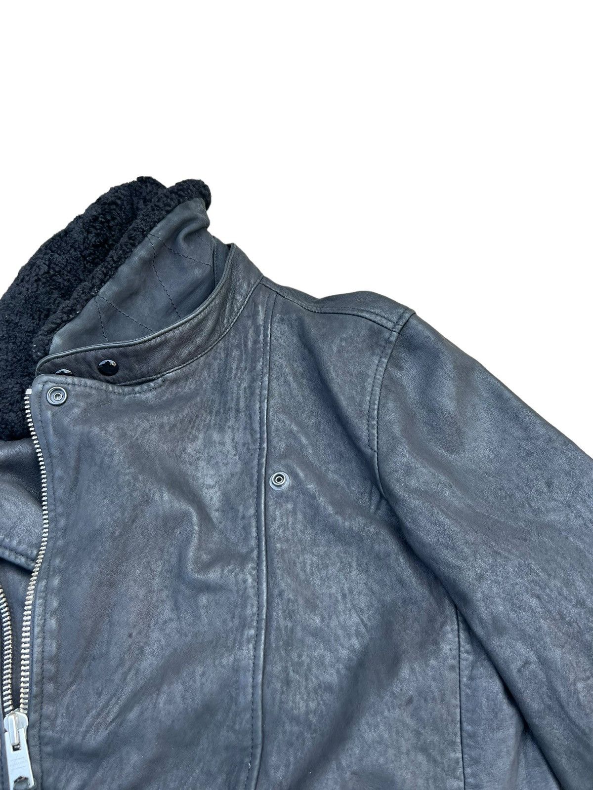 Allsaints AllSaints Shearling Collar Hanoi Leather Biker Jacket Size US S / EU 44-46 / 1 - 14 Thumbnail