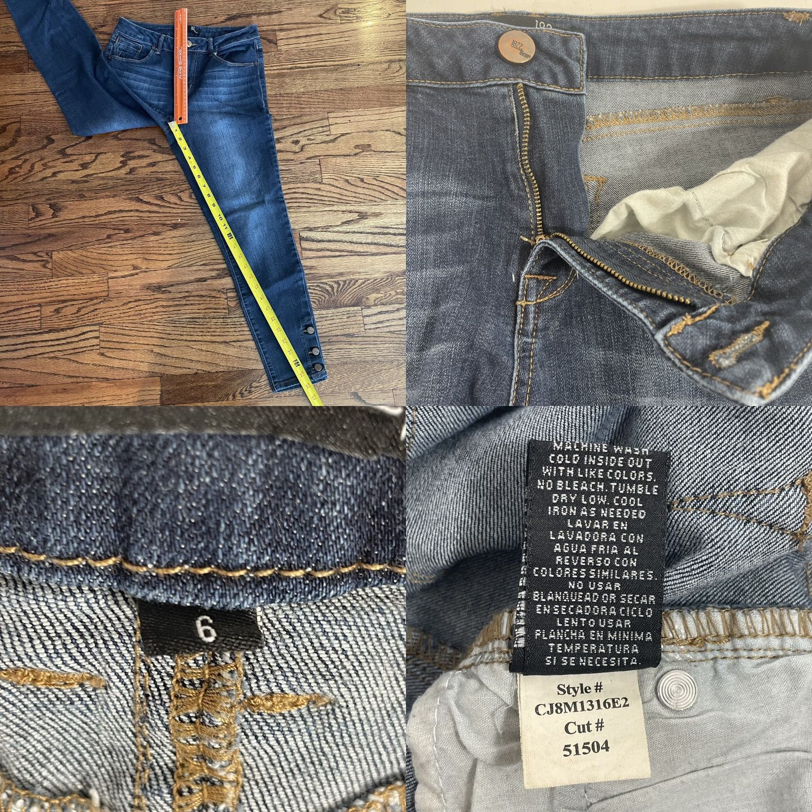 Vintage 1882 Denim Jeans Women Regular Size 6 Dark Wash 28 Waist 26 Inseam Skinny Style CJ8M1316E2 51504 Blue Denim Jeans Size 28" / US 6 / IT 42 - 9 Thumbnail