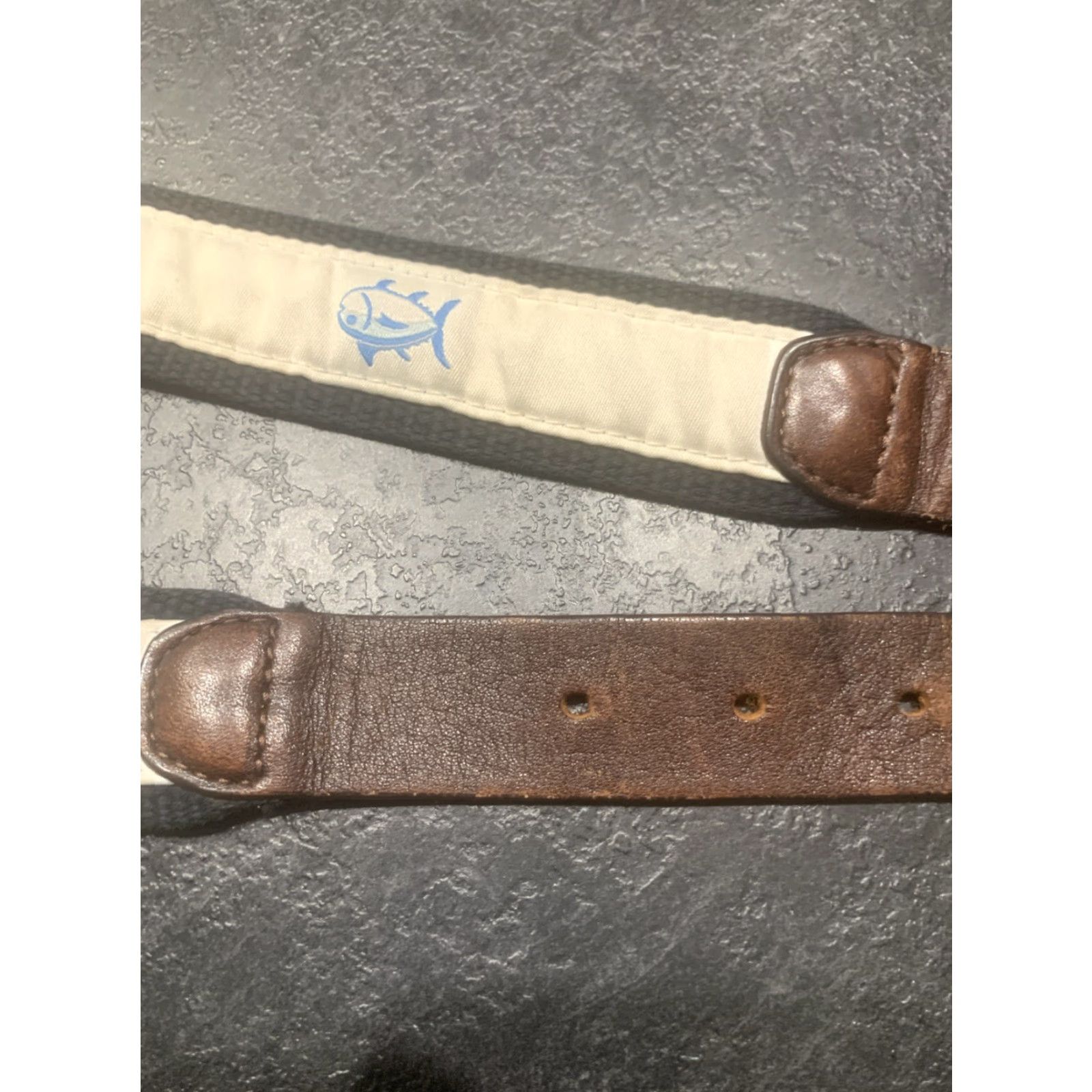 Southern Tide Southern Tide Leather Belt Men's 32 Blue Fish Embroidered Golf Mens Size 32 - 4 Thumbnail