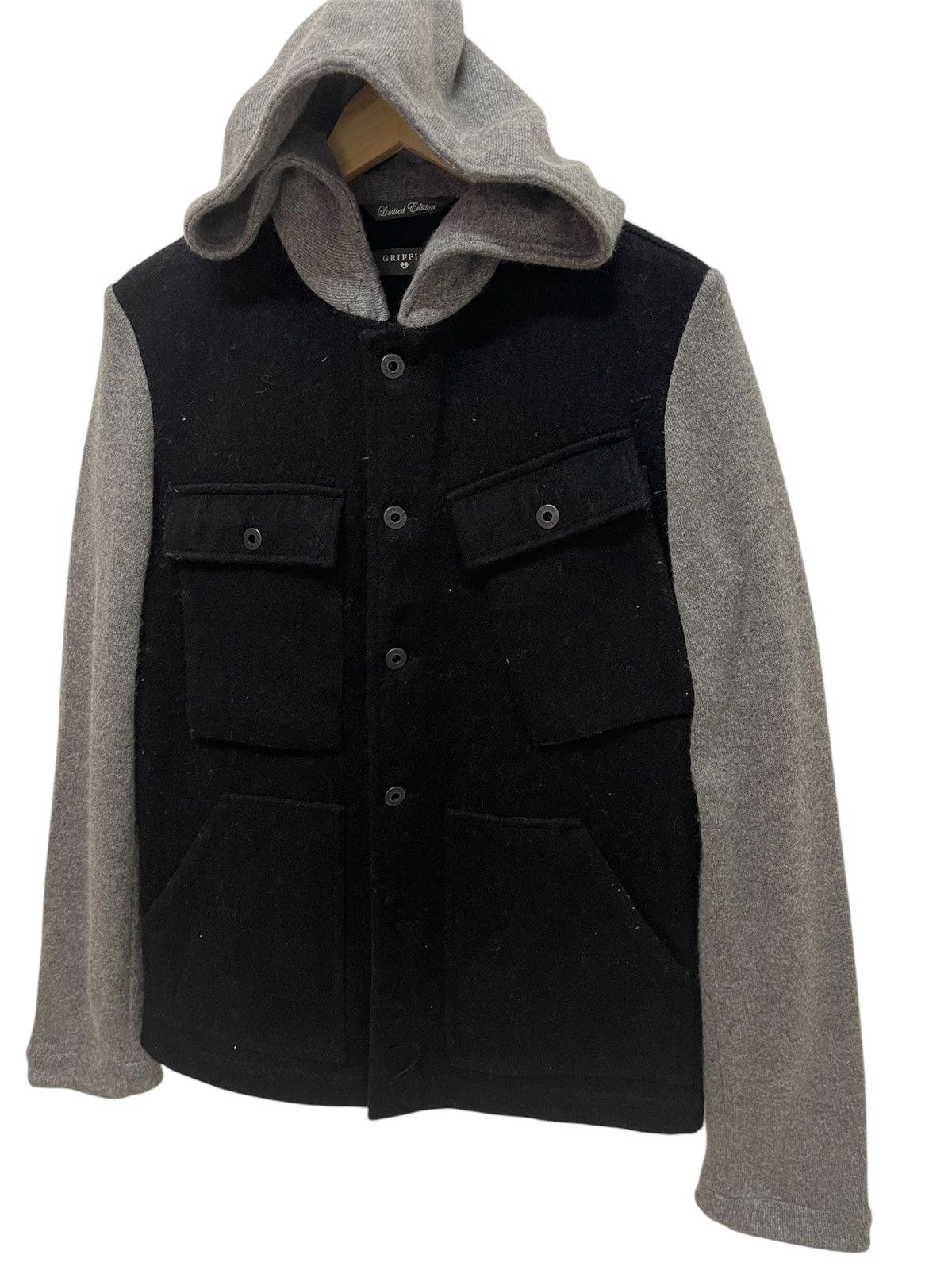 Griffin BLACK GRIFFIN HOODIE WOOL PATCH POCKETS JACKET Size US S / EU 44-46 / 1 - 1 Thumbnail