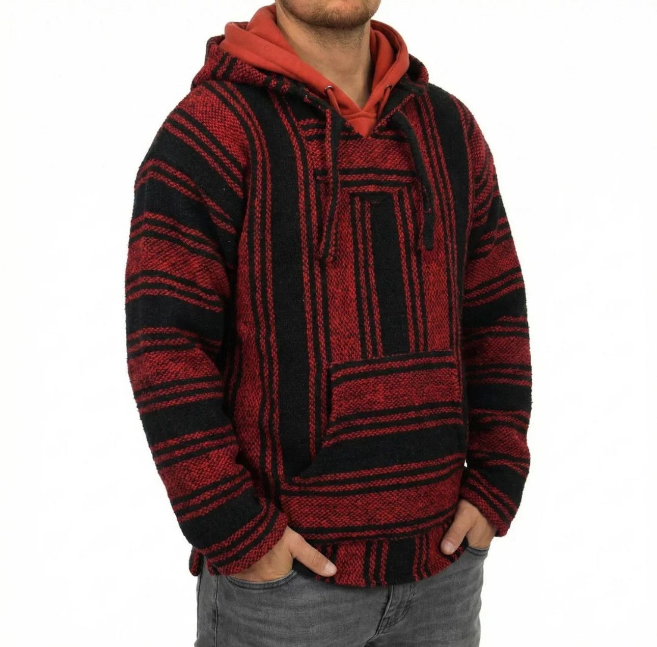 Vintage Vintage 80-90s Mexican baja hoodie wool material Size US L / EU 52-54 / 3 - 1 Thumbnail