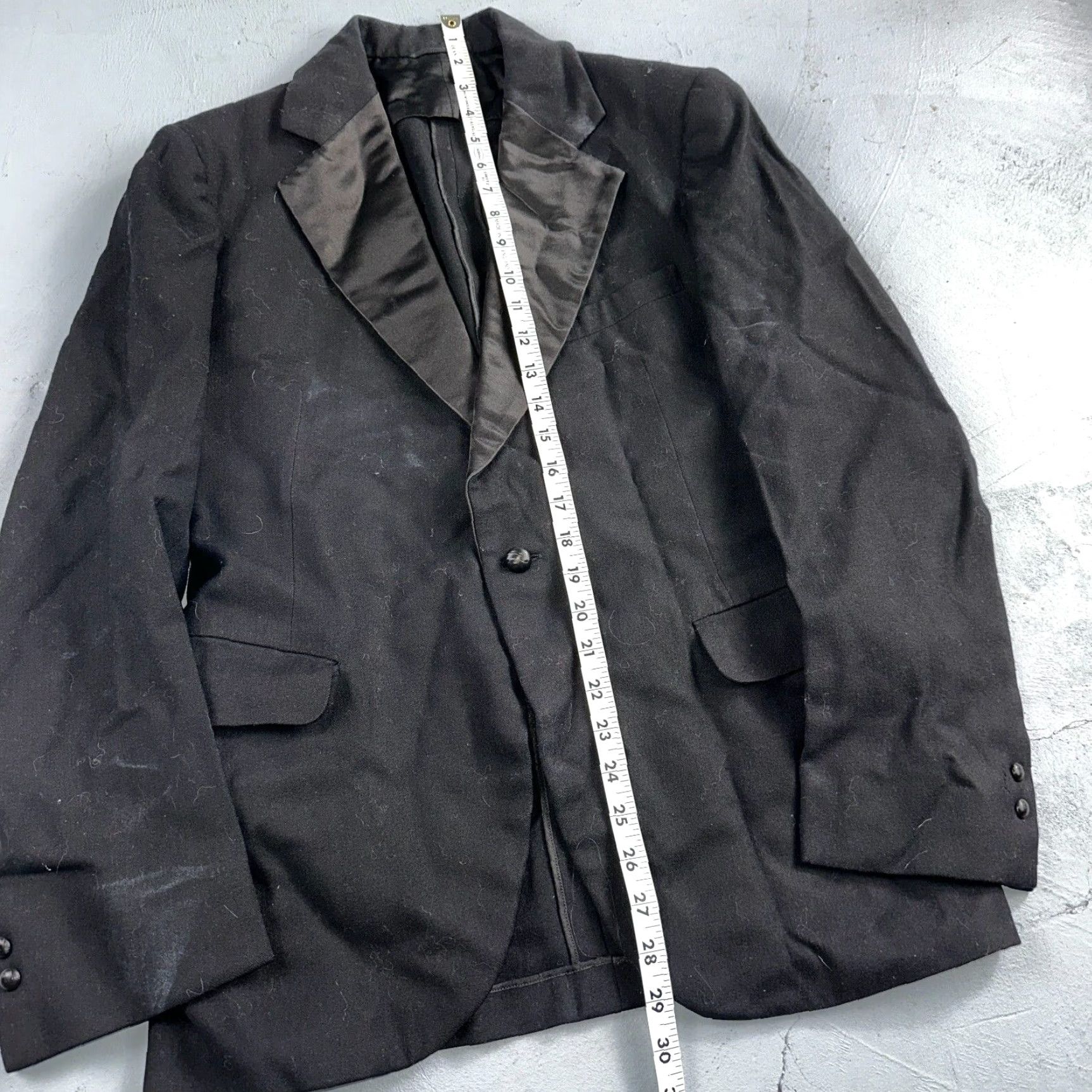 Vintage VINTAGE 1920s Mens Suit Tuxedo Coat Jacket Pants Black Wool 36 Regular 20s 30s Antique Size 36R - 7 Thumbnail