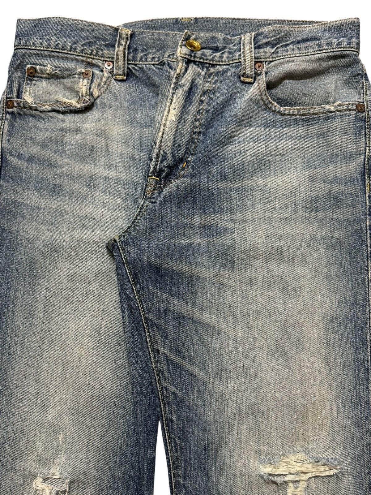 Uniqlo Vintage Y2K Japanese Uniqlo Blue Faded Wash Distress Loose Size US 32 / EU 48 - 3 Thumbnail