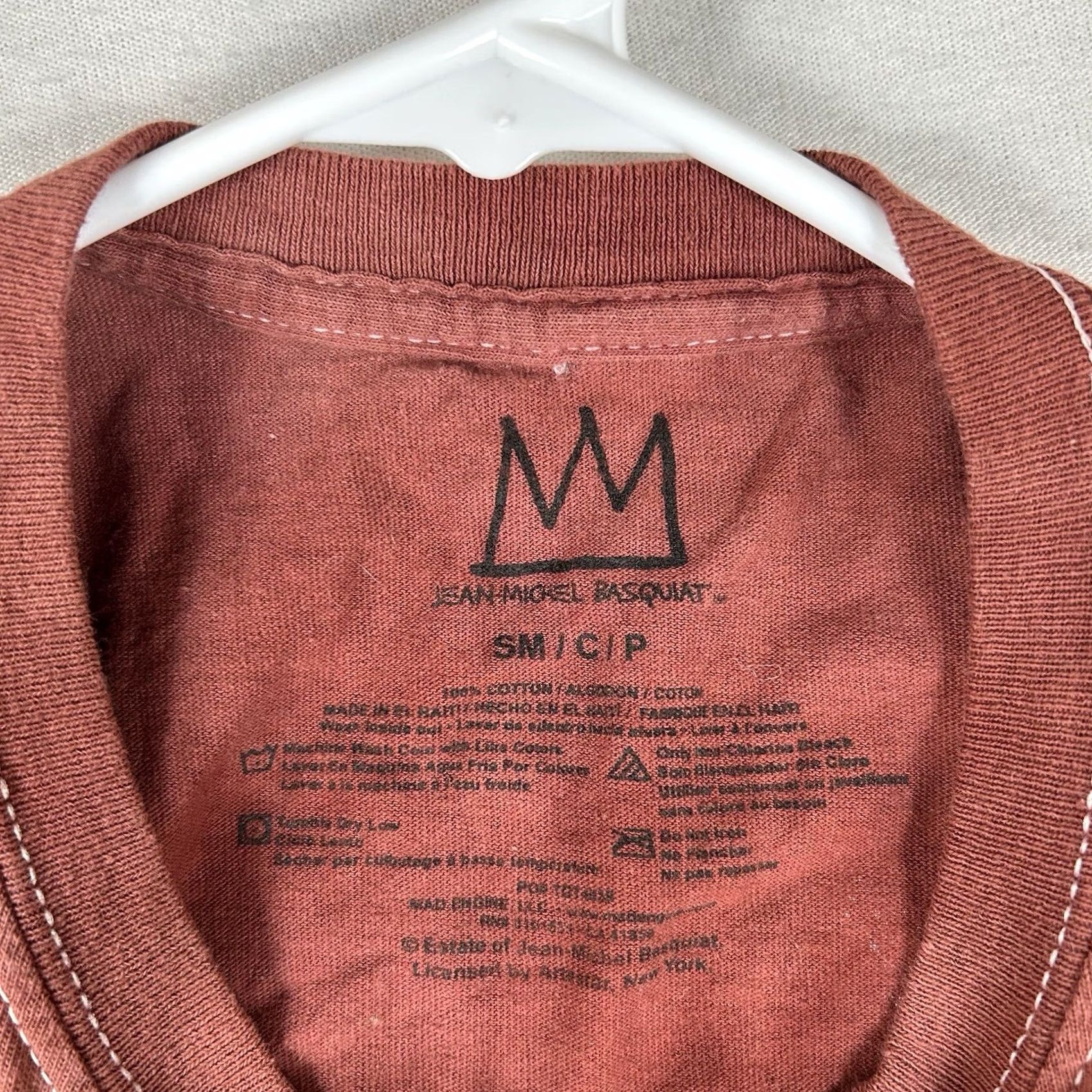 Vintage VINTAGE Jean-Michel-Basquiat Graphic Tshirt Mens Small Brown Tie-Dye Casual Dinosaur Tee Size US S / EU 44-46 / 1 - 3 Thumbnail