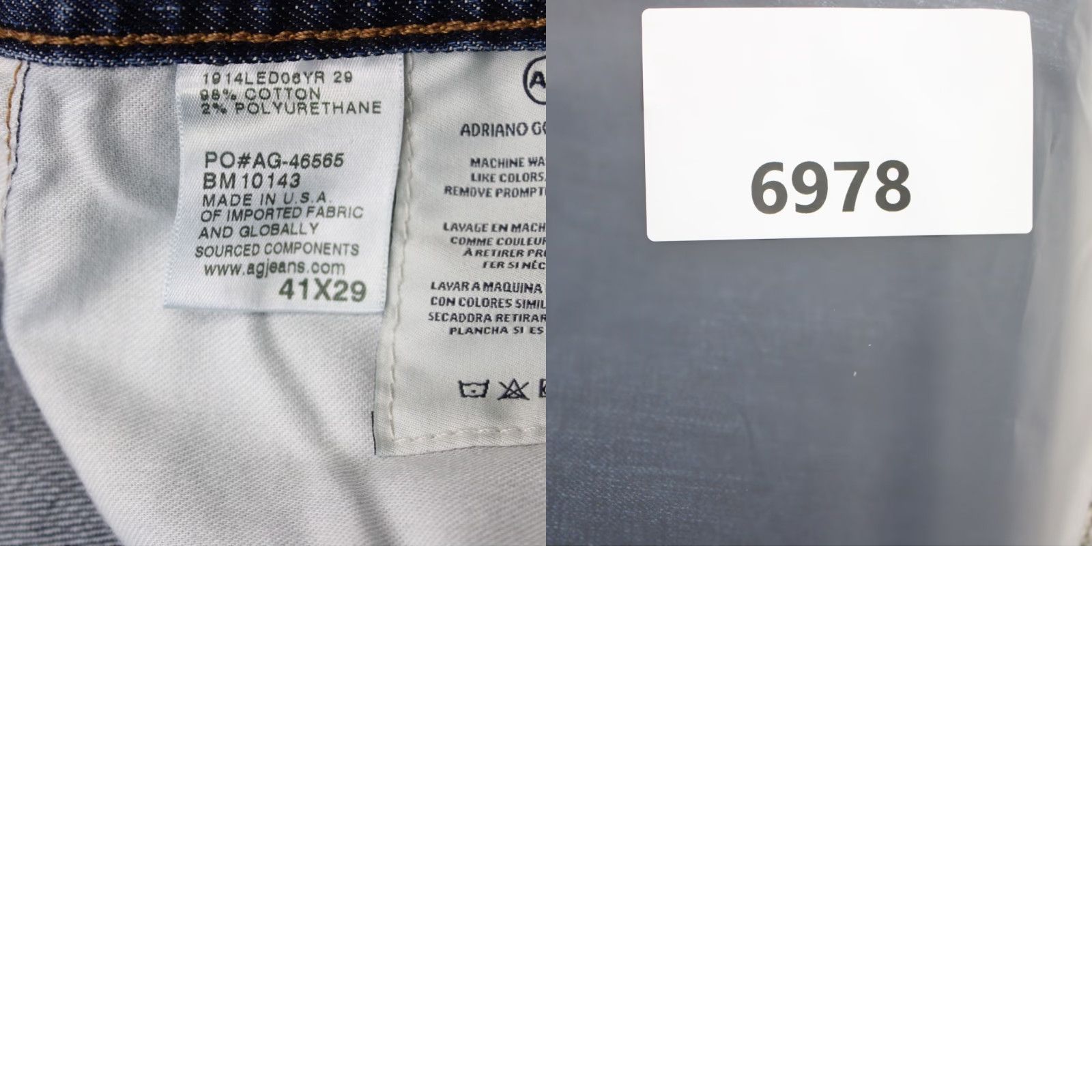 Denime AG Adriano Goldschmied Jeans Mens 41x29 Blue 5-Pocket Denim Straight Classic Vintage: No Size US 42 / EU 58 - 9 Thumbnail