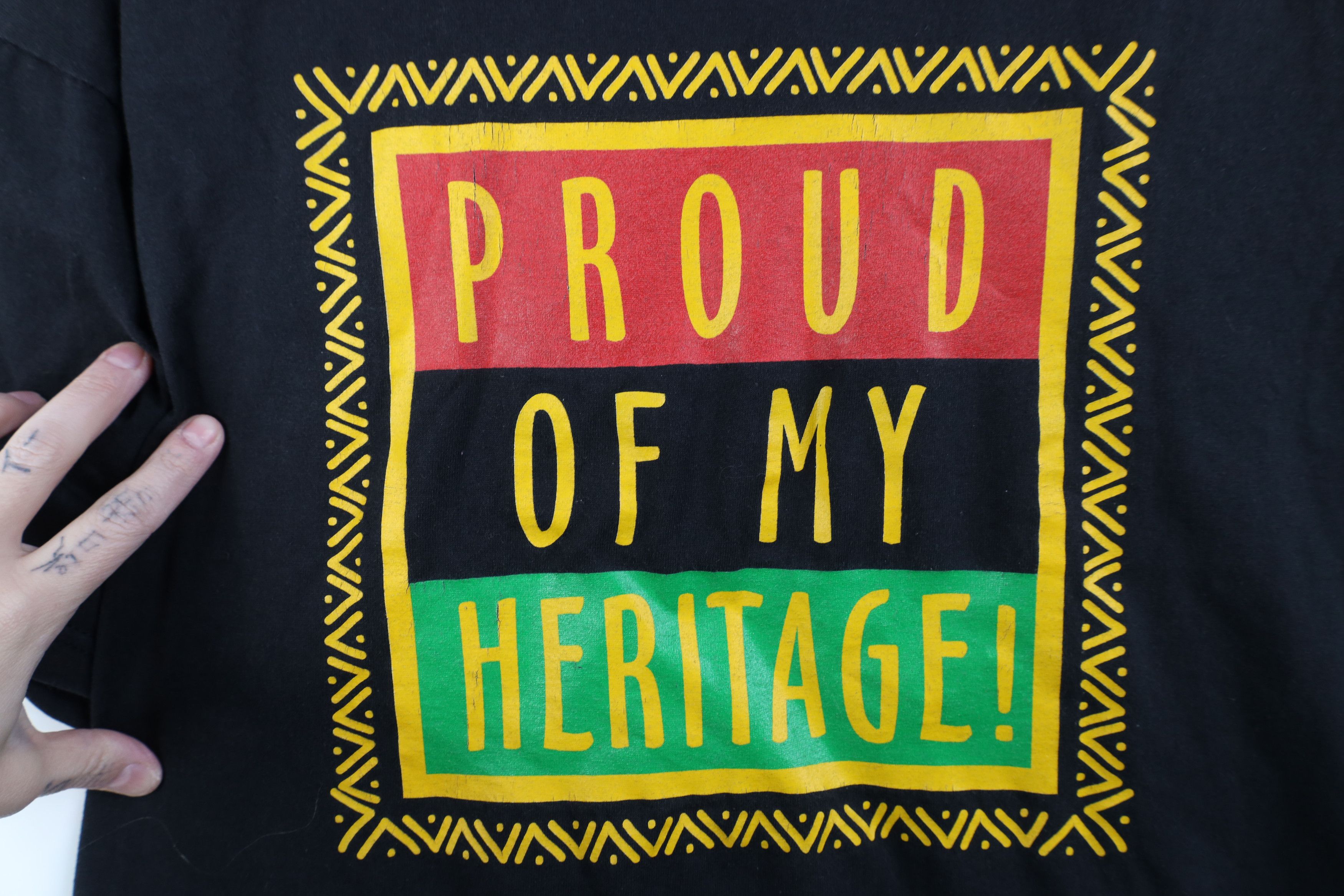Vintage Vintage 90s Streetwear Power Proud of My Heritage T-Shirt Size US XL / EU 56 / 4 - 4 Thumbnail