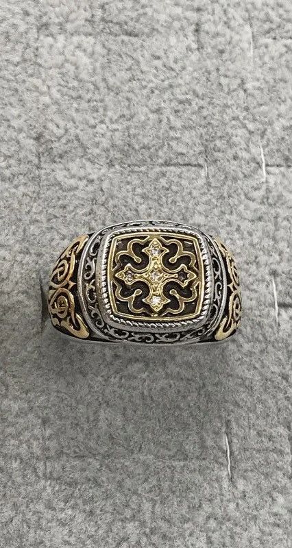 Jewelry × Vintage Punk Carved Pattern Rings Cross Hollow Design Geometry Size ONE SIZE - 5 Thumbnail