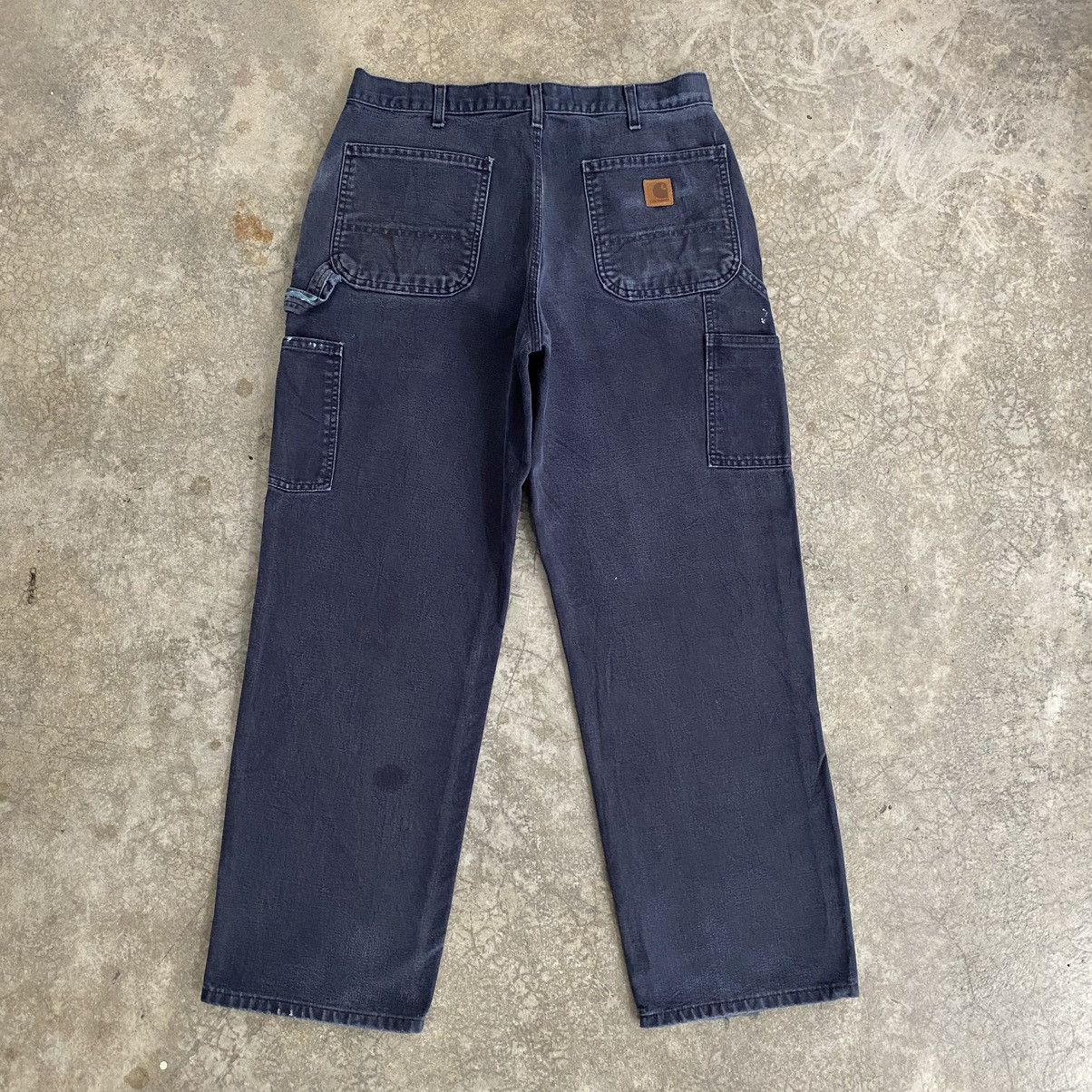 Carhartt VTG Carhartt Faded Midnight Blue Ripped Carpenter Pants Size US 33 - 16 Thumbnail