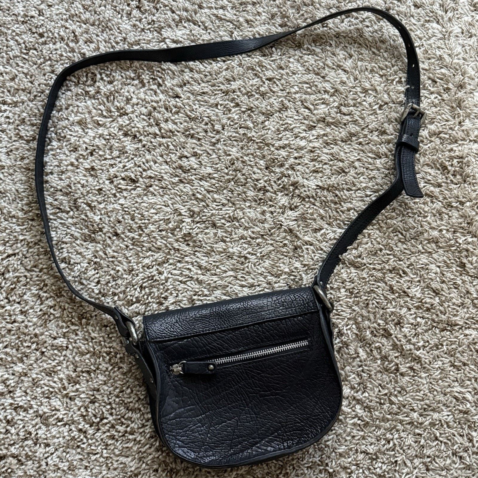 Other VIN BAKER Saddle Leather Black Cross-Body Shoulder Bag Purse Size ONE SIZE - 2 Thumbnail