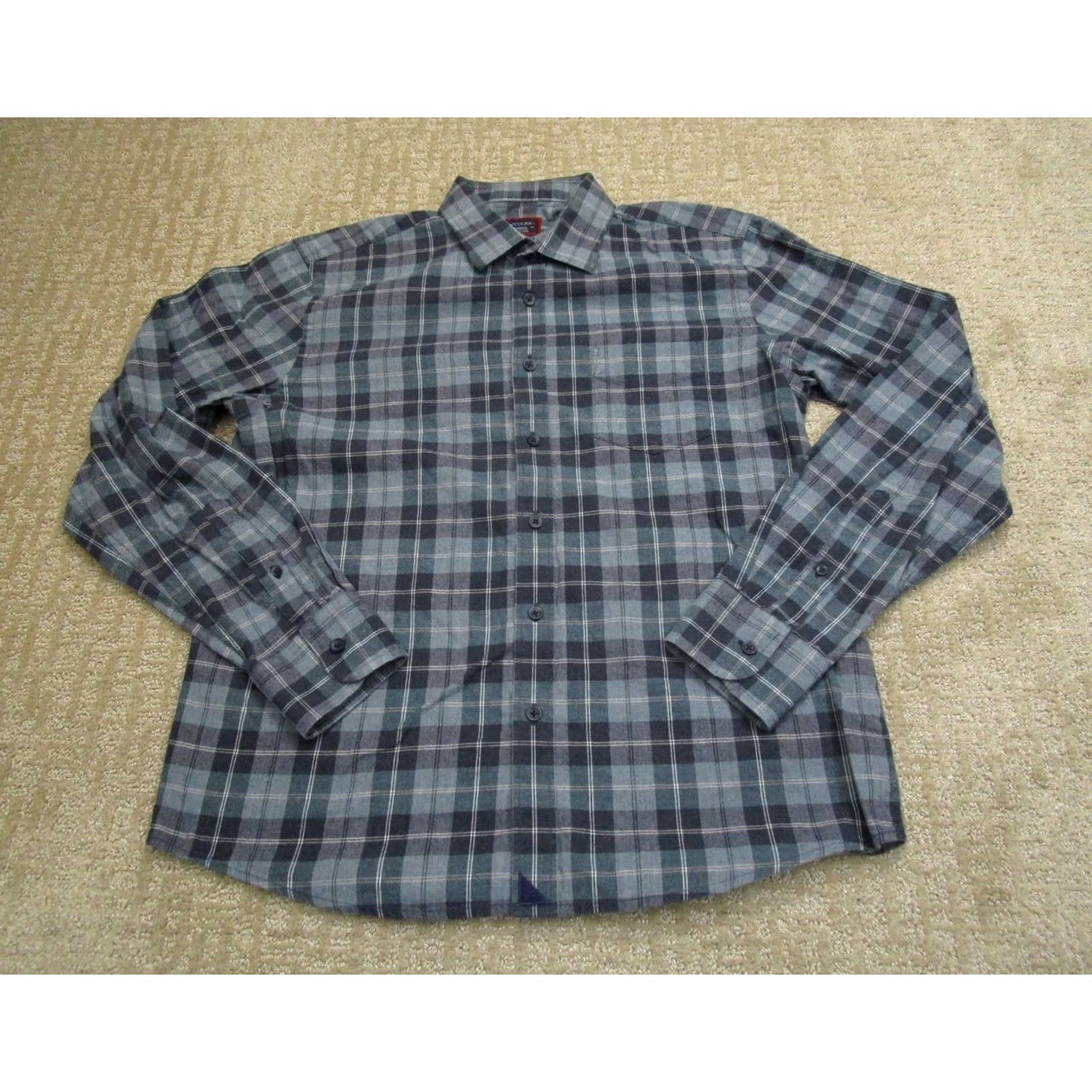UNTUCKit UNTUCKit Shirt Men Medium Gray Plaid Flannel Long Sleeve Button-Up Casual Regular Size US M / EU 48-50 / 2 - 2 Thumbnail