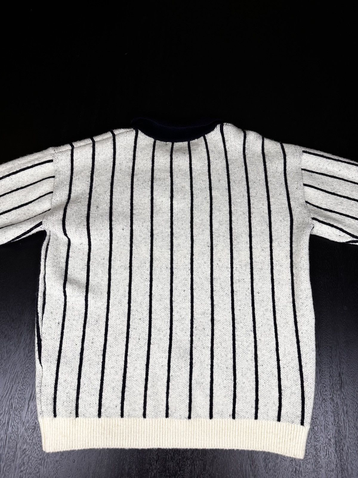 Oak + Fort Oak + Fort Collared Knit Sweater — Cream & Navy (S) Size US S / EU 44-46 / 1 - 3 Thumbnail