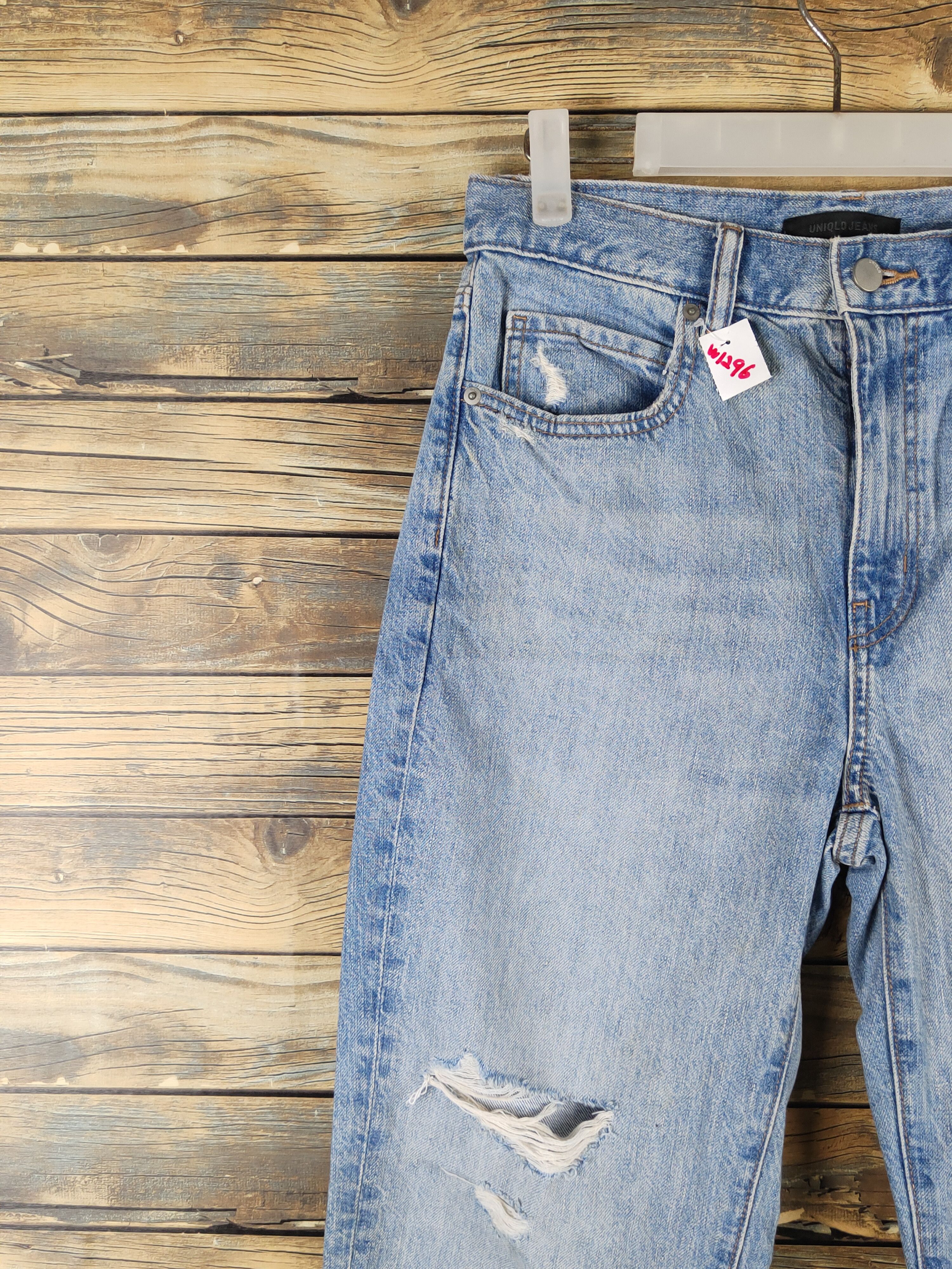 Japanese Brand Uniqlo fabric by kaihara Distress Ripped denim Jeans #W1296 Size US 27 - 3 Thumbnail