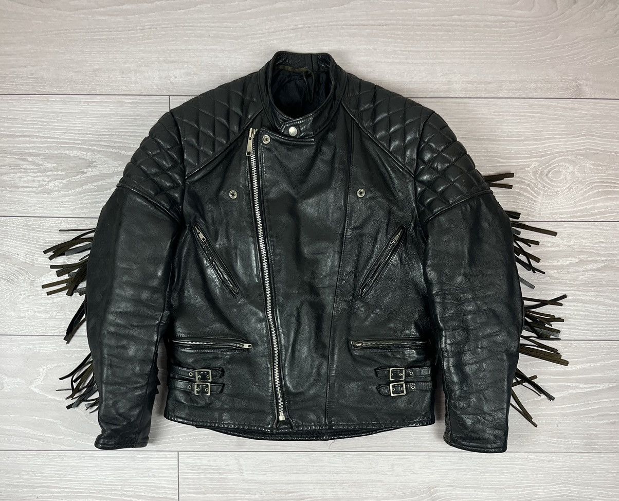 Vintage Avante Garde Black Leather Biker Jacket L Size