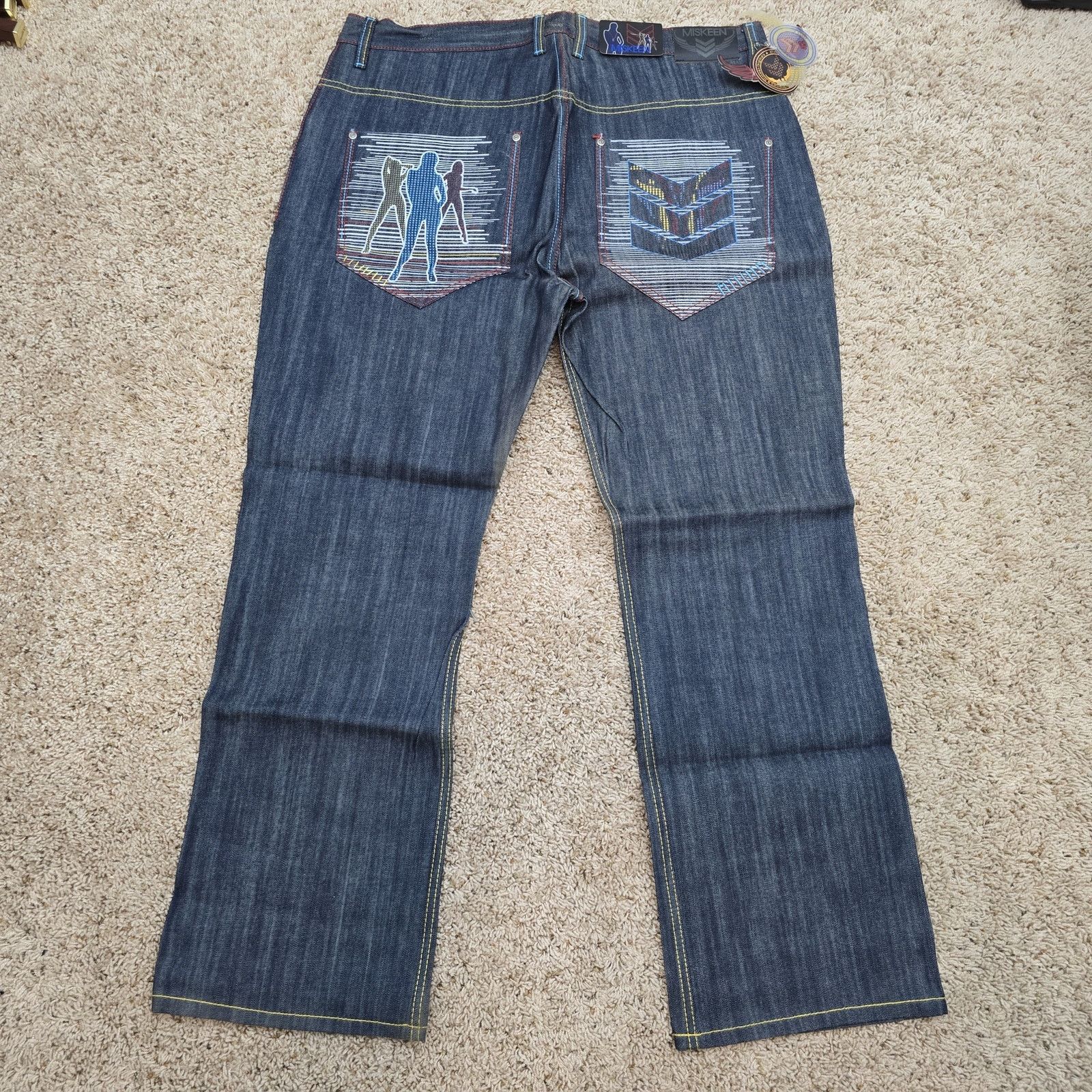 Vintage NOS DS Vintage Y2K Miskeen Baggy Wings Denim Jeans 42x33 Size US 42 / EU 58 - 1 Thumbnail
