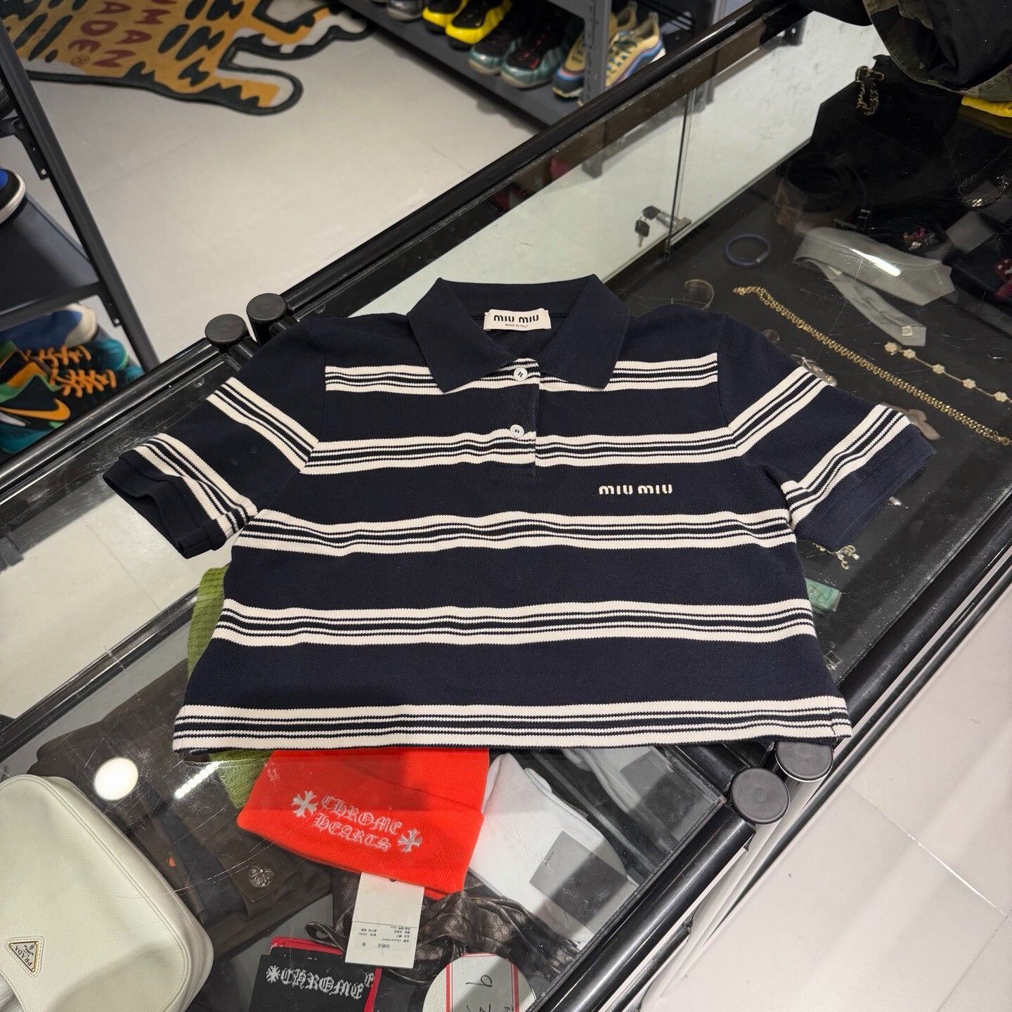 Miu Miu Miu Miu Striped Short Polo Shirt Size S / US 4 / IT 40 - 1 Thumbnail