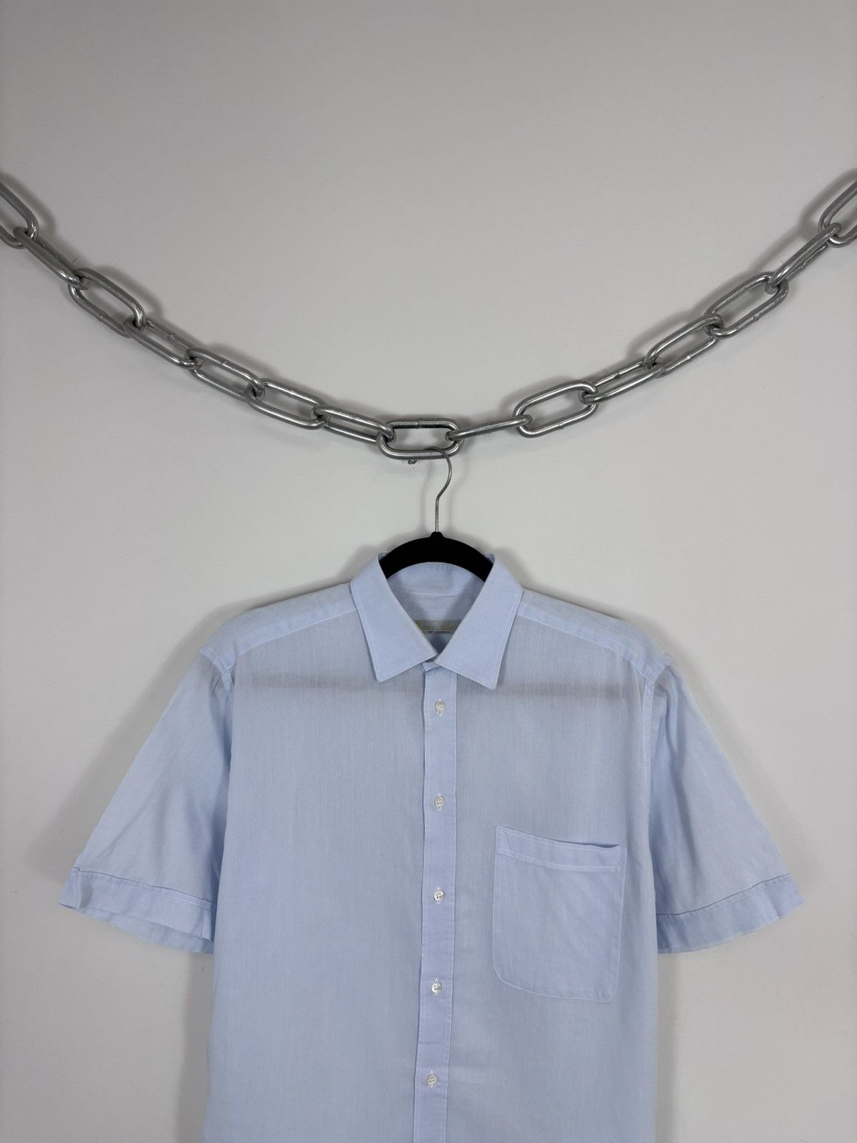 Aquascutum Vintage Aquascutum Men’s Light Blue Short Sleeve Shirt Size US M / EU 48-50 / 2 - 2 Thumbnail