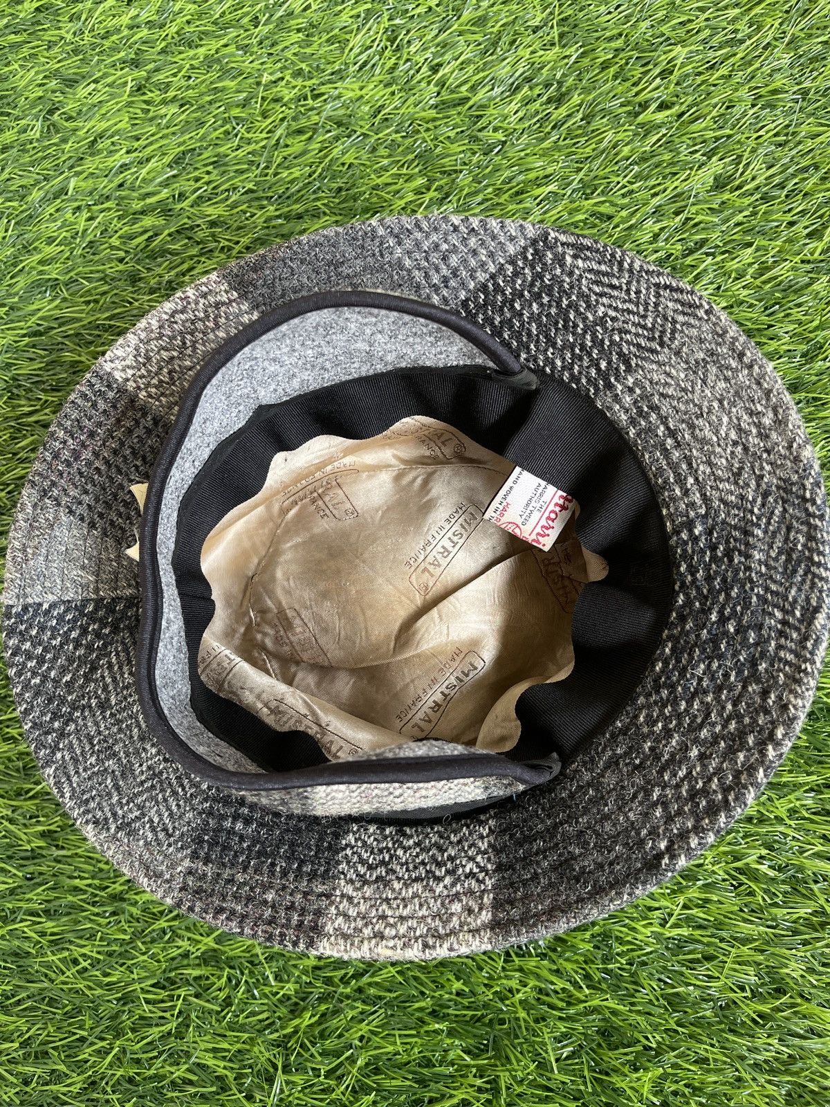 Harris Tweed Vintage 90s🔥HARRIS TWEED MISTRAL🔥Wool Hat Bucket Size L/57 Size ONE SIZE - 10 Thumbnail