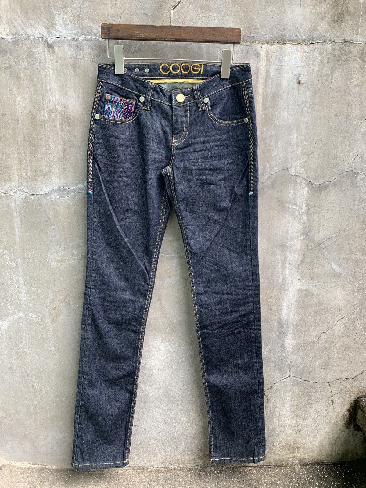 Coogi Rhinestone Logo Denim Jeans Size 27" / US 4 / IT 40 - 2 Thumbnail