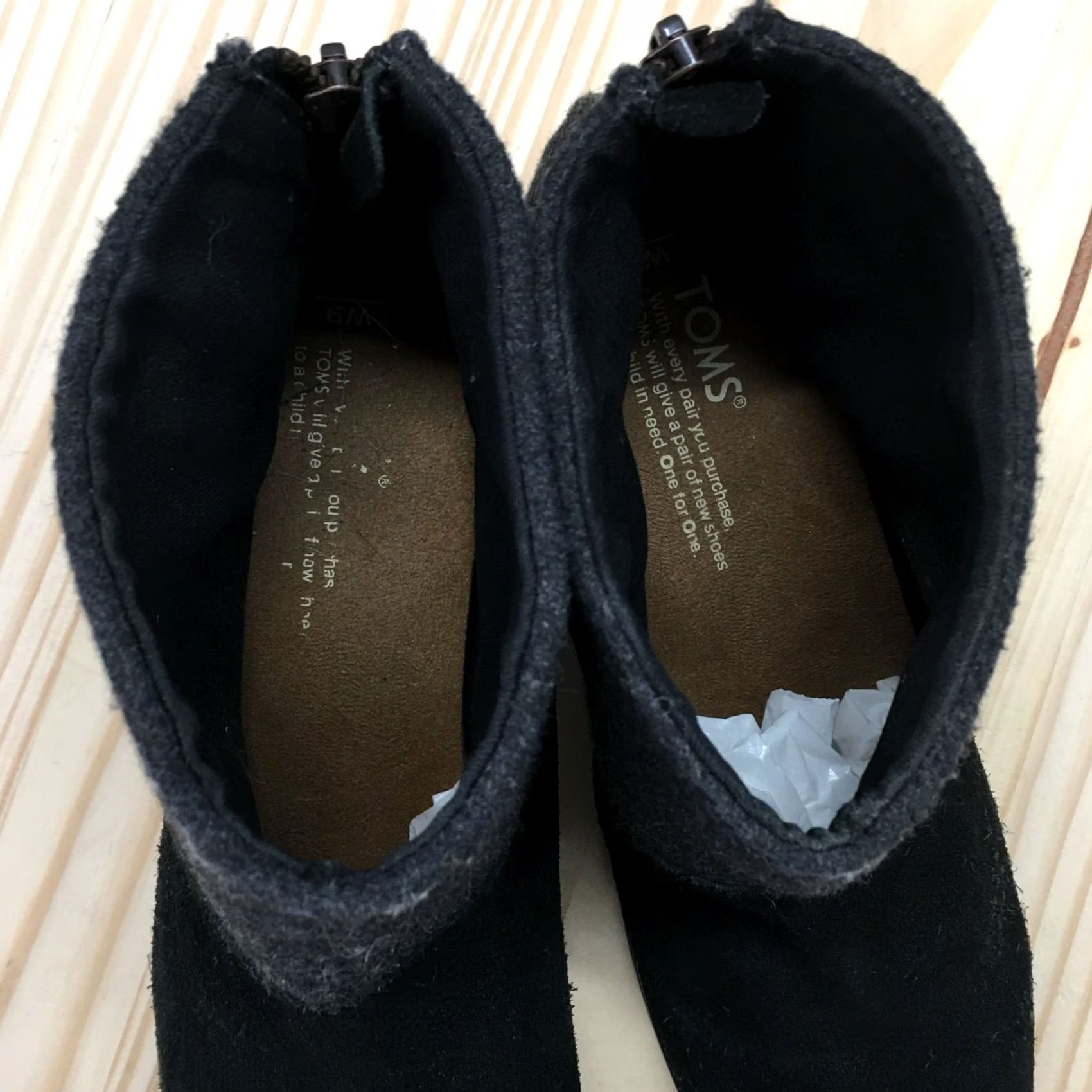 Toms Toms Boots Womens 9 Leila Ankle Booties Black Suede Block Heeled Zip Boots Size US 9 / IT 39 - 5 Thumbnail