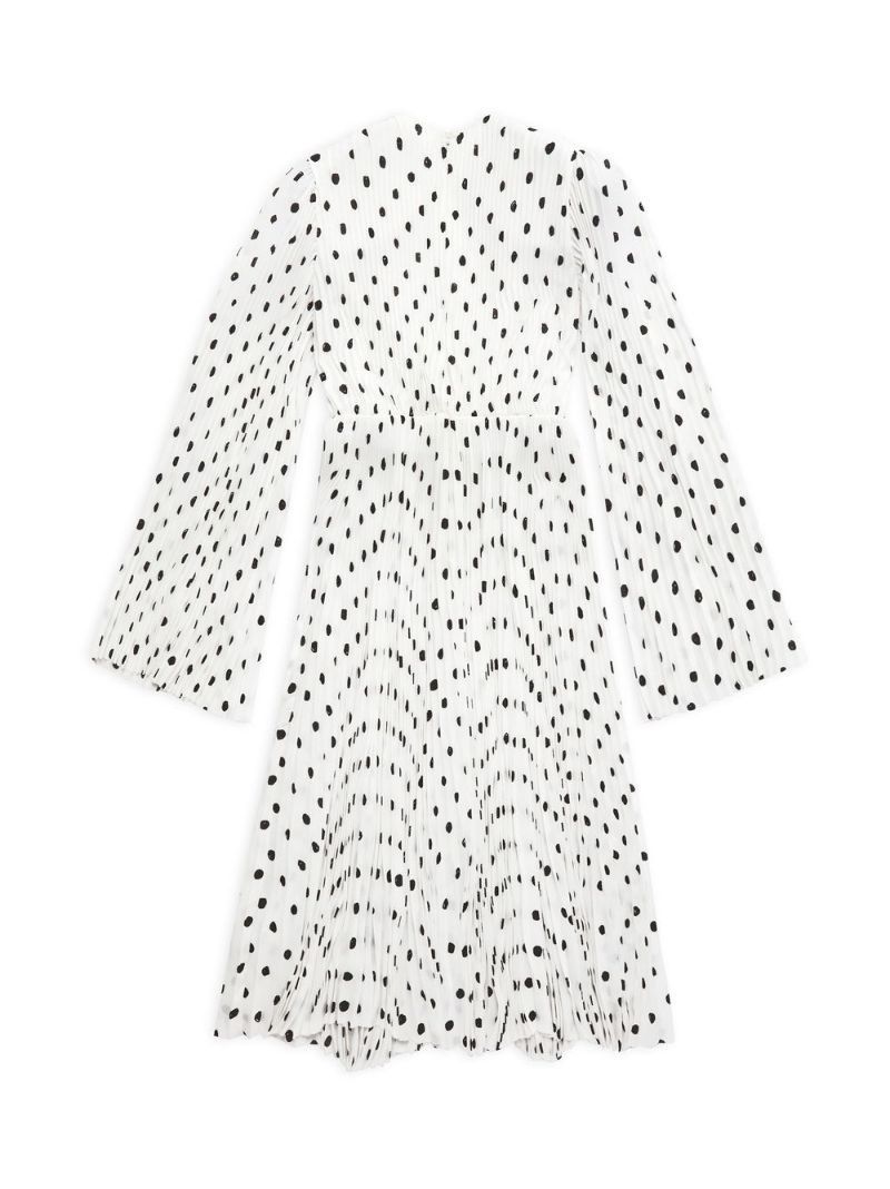 Balenciaga o1s1rm0725 Hand-Drawn Polka Dot Pleated Dress in White Size XS / US 0-2 / IT 36-38 - 3 Thumbnail