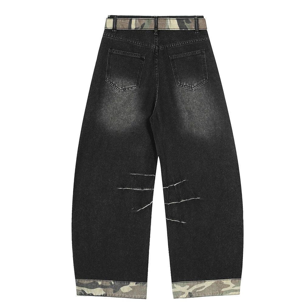 Vintage Men's trendy belted loose-fitting ripped scimitar jeans Size US 32 / EU 48 - 2 Thumbnail