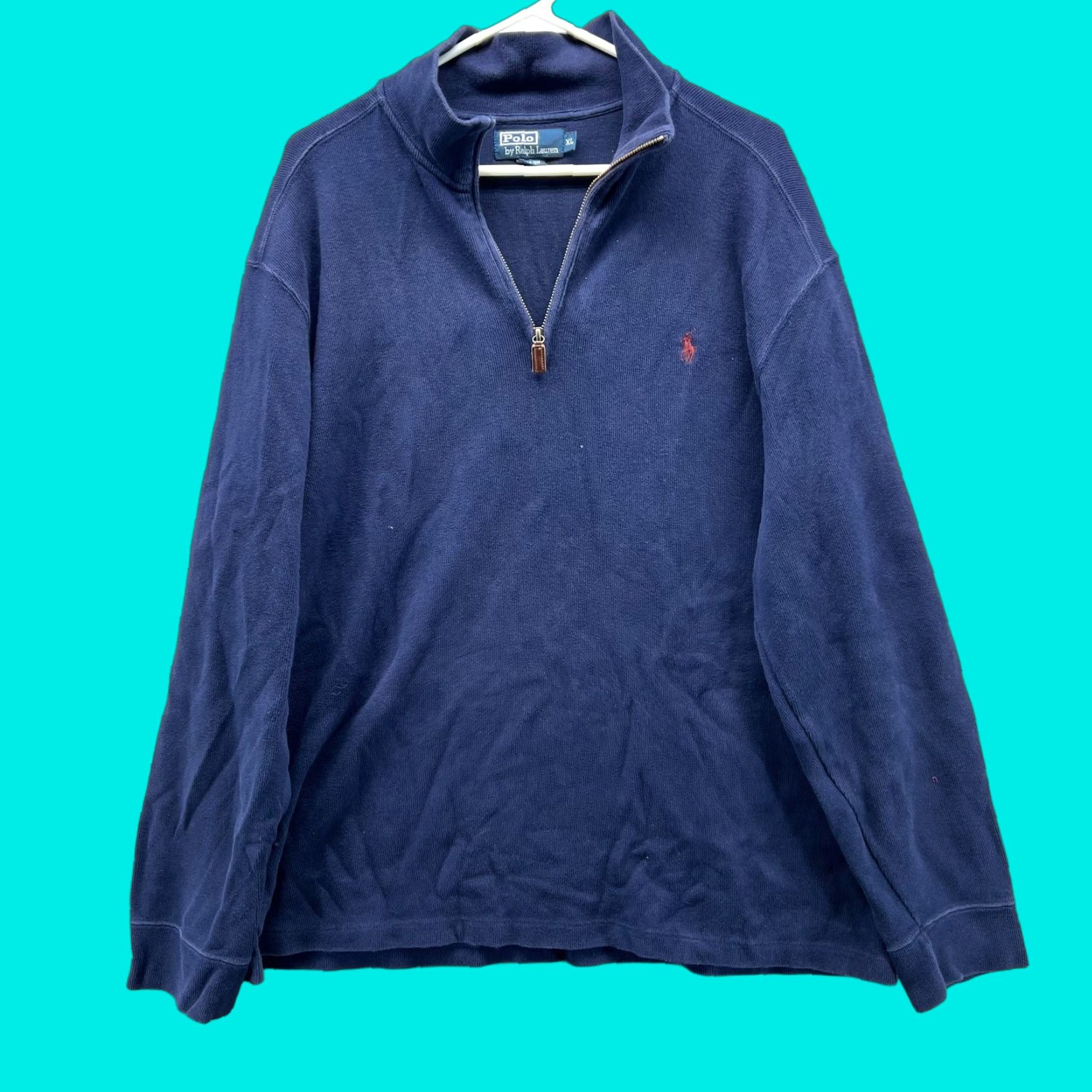 Ralph Lauren VINTAGE Polo Ralph Lauren Sweater Mens XL Blue Navy Quarter Zip Fleece Pony Pullover Size US XL / EU 56 / 4 - 1 Thumbnail