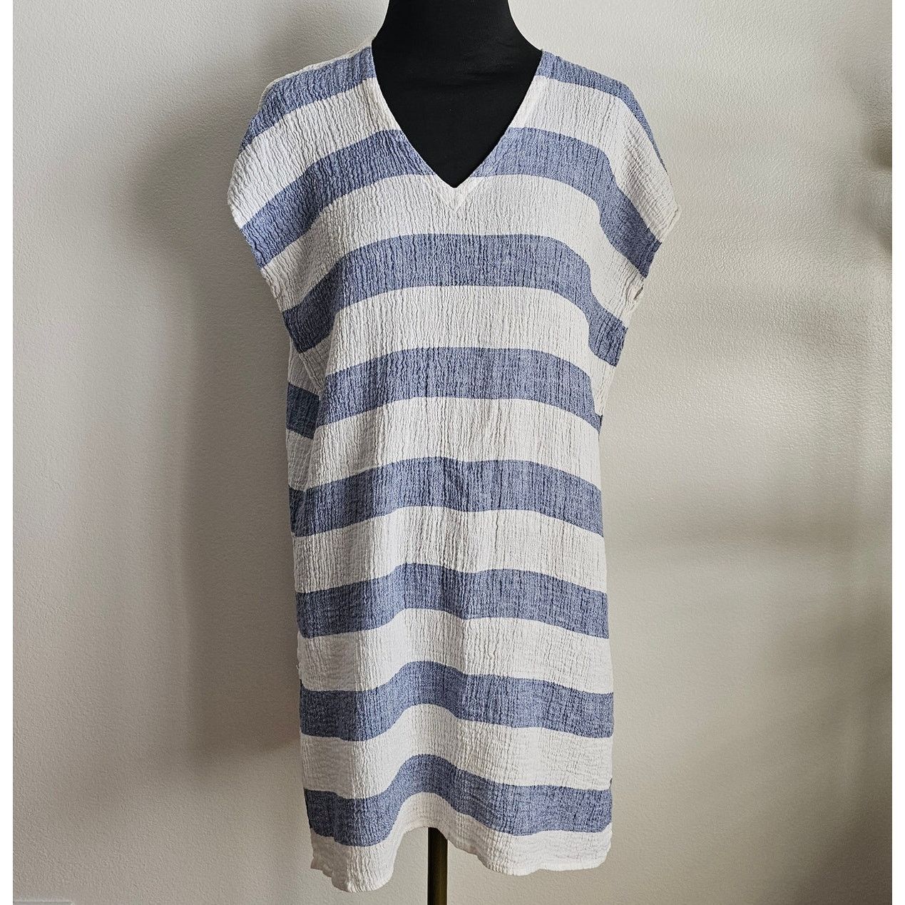 Eileen Fisher EUC Eileen Fisher Striped Organic Linen Gauze Tunic Top XS Size XS / US 0-2 / IT 36-38 - 2 Thumbnail