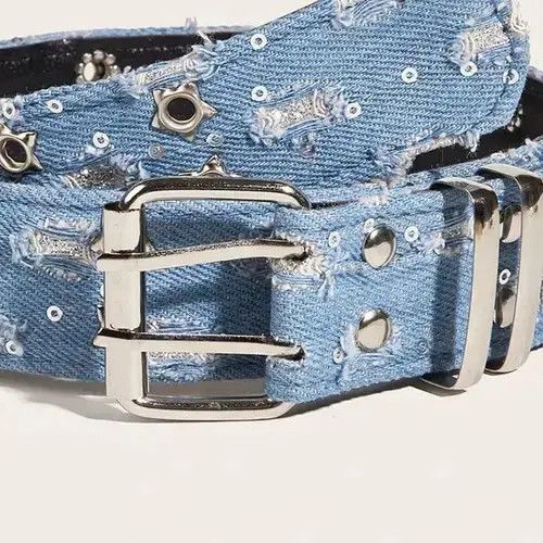 Other Washed Denim Double Pin Buckle Belt Size ONE SIZE - 3 Thumbnail