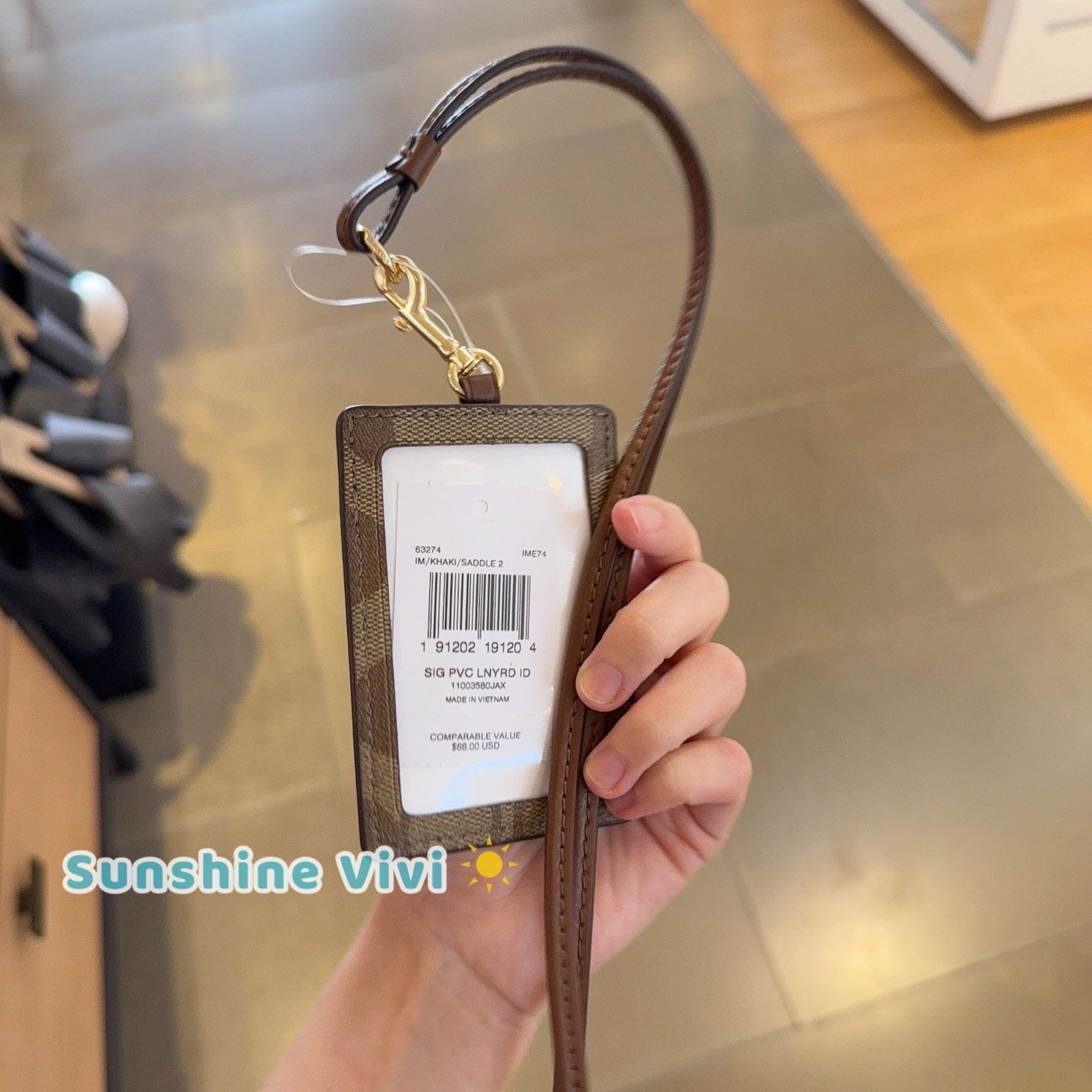 Coach NWT COACH 63274 Lanyard ID Badge Holder Gold/Tan/Brown Size ONE SIZE - 3 Thumbnail