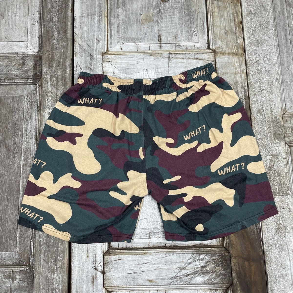 Vintage Vintage Rumwe WHAT Camo Short Size US 32 / EU 48 - 2 Thumbnail