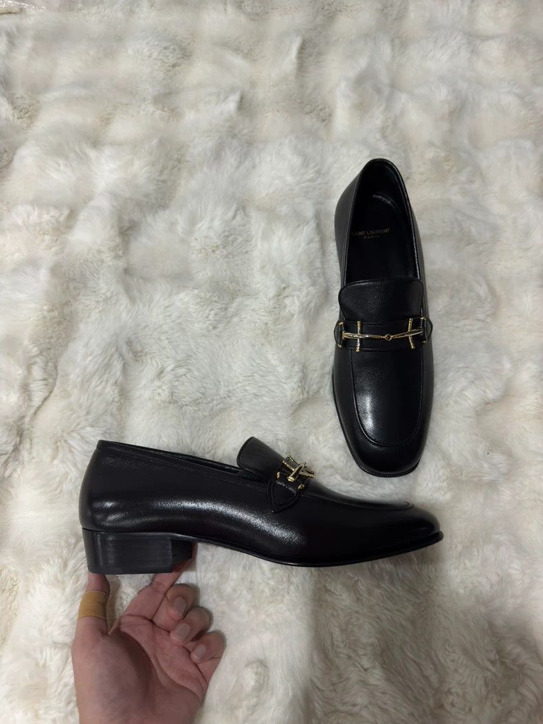 Saint Laurent Paris Saint Laurent Paris Black Gold Loafers shoes Size US 9.5 / EU 42-43 - 2 Thumbnail
