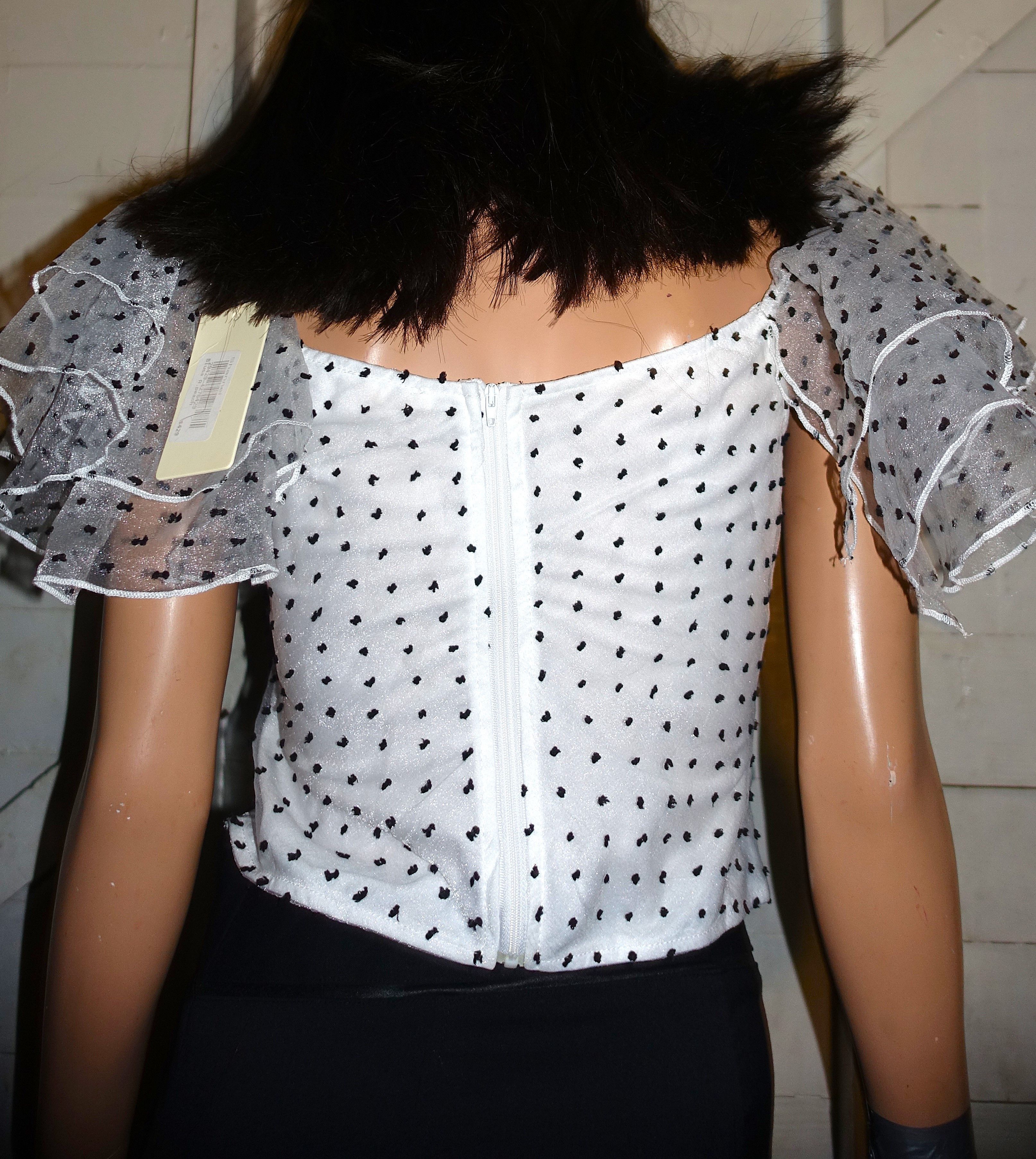 Other A. Peach White Black Polka Dot Ruffled Blouse M NWT Size M / US 6-8 / IT 42-44 - 6 Thumbnail