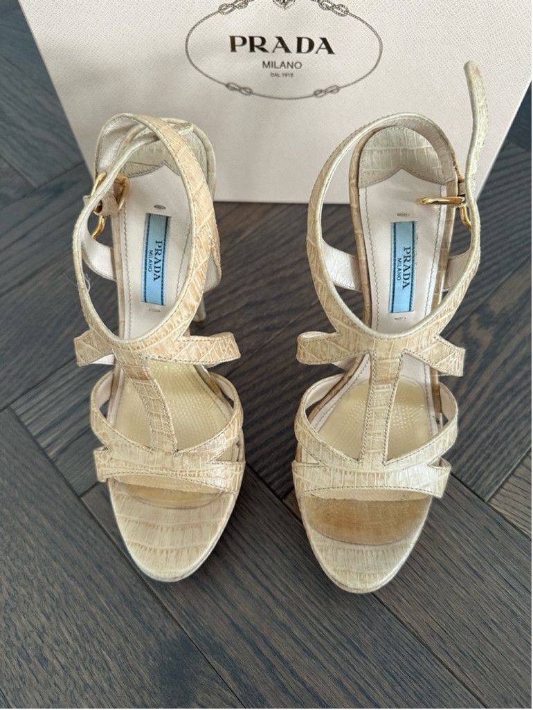 Prada Women's Prada Beige Leather Heels Size US 6.5 / IT 36.5 - 2 Thumbnail