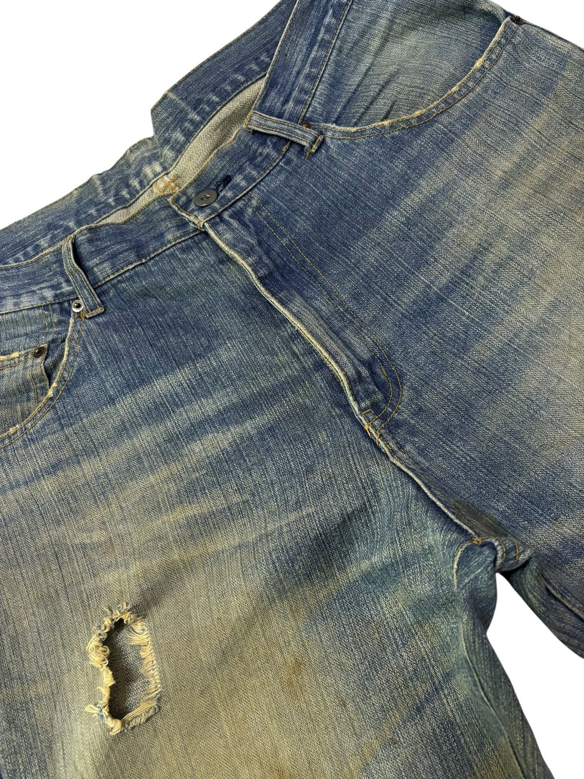 Japanese Brand Vtg Ezaki Shoji Distressed Mud Wash Jeans Size US 35 - 4 Thumbnail