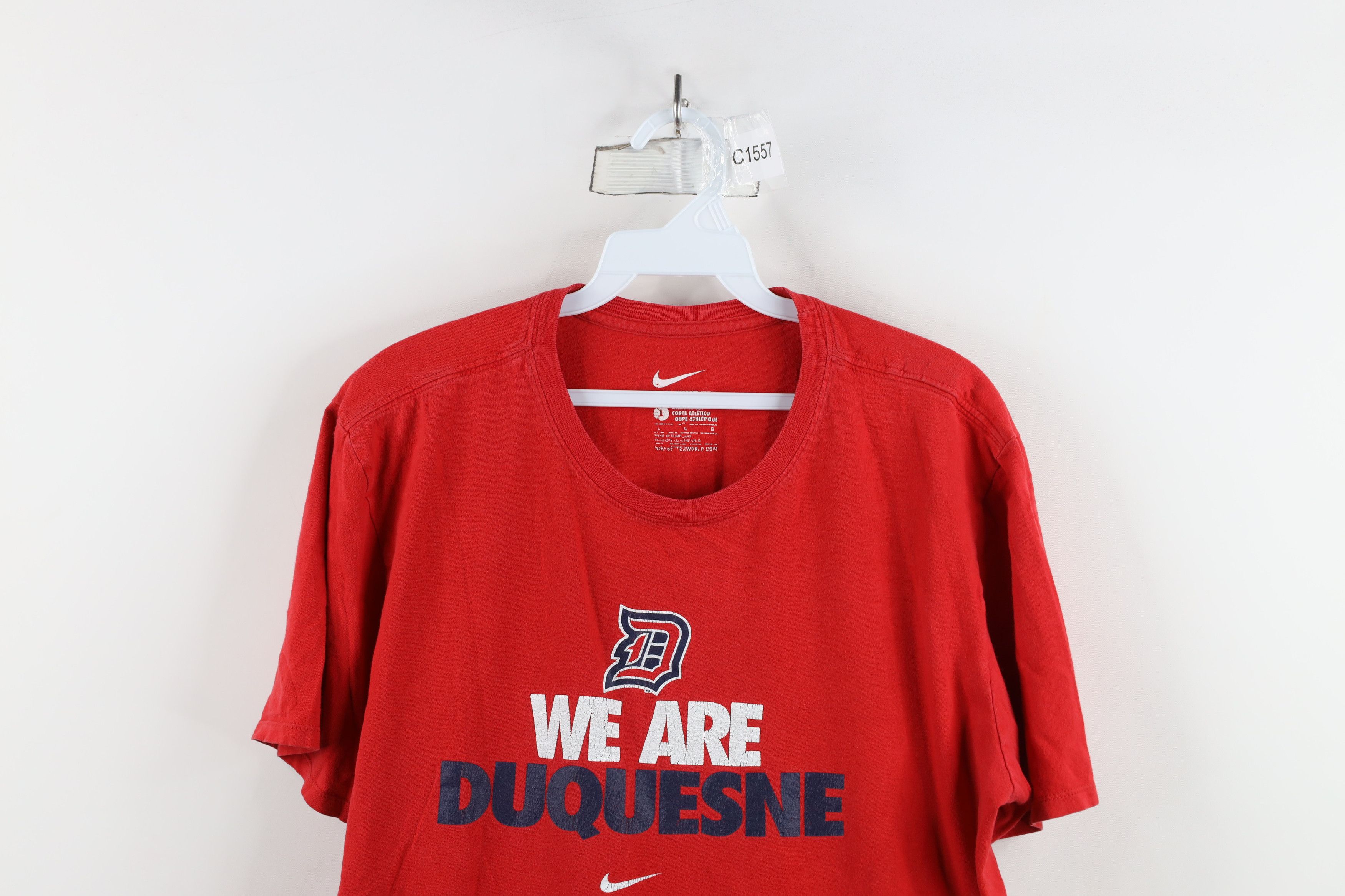 Nike × Vintage Vintage Y2K Nike Center Swoosh Duquesne University T-Shirt Size US L / EU 52-54 / 3 - 2 Thumbnail