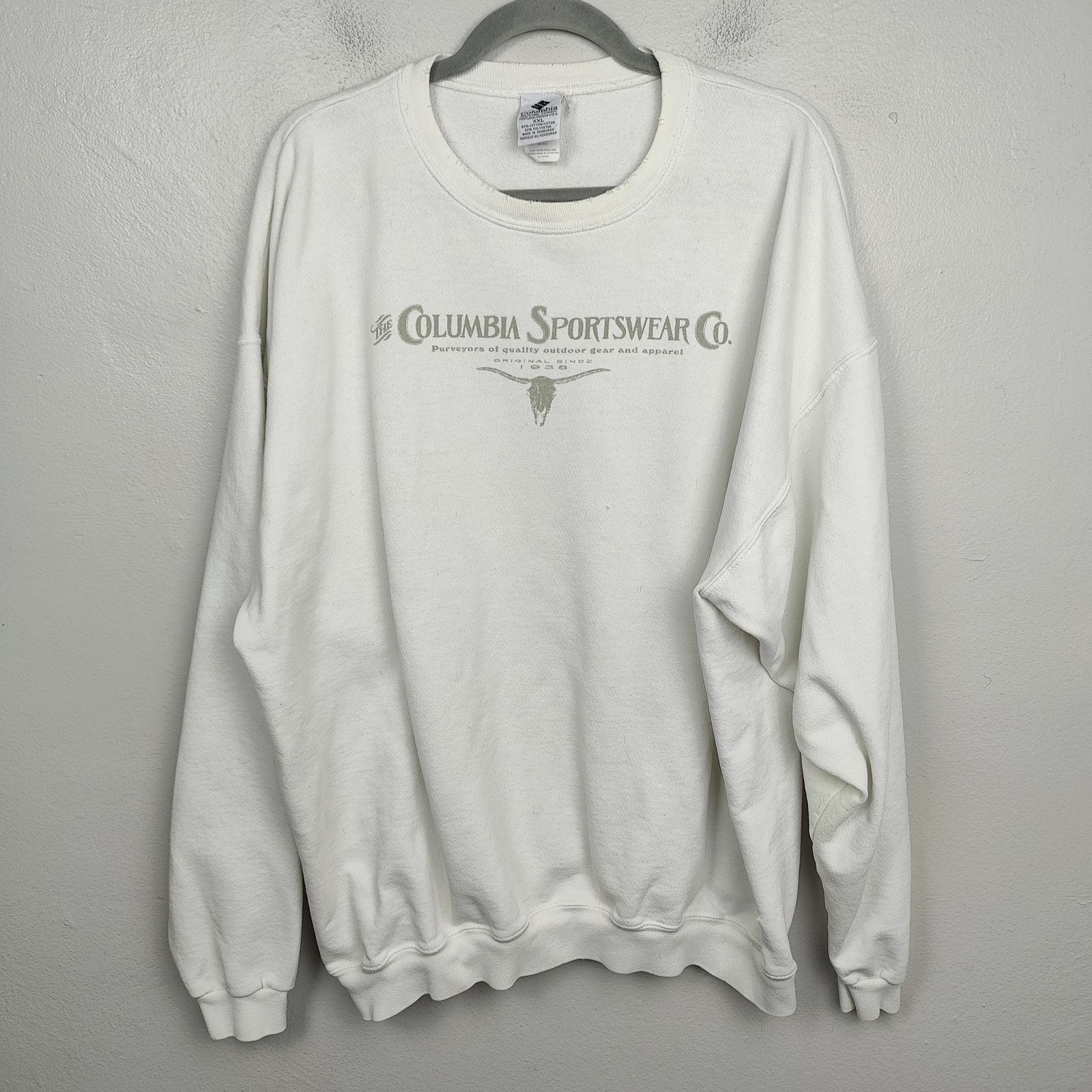 Columbia Vintage Columbia Sweatshirt Men XXL White Longhorn Skull Size US XXL / EU 58 / 5 - 1 Thumbnail