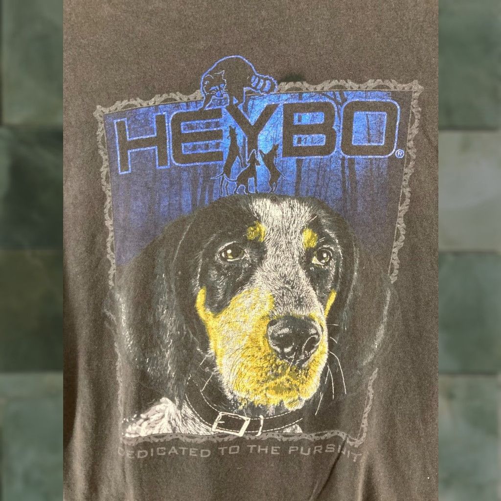 Vintage Heybo Men's Graphic T-Shirt Medium Black Dog Outdoor Crew Neck Short Sleeve Size US M / EU 48-50 / 2 - 1 Thumbnail